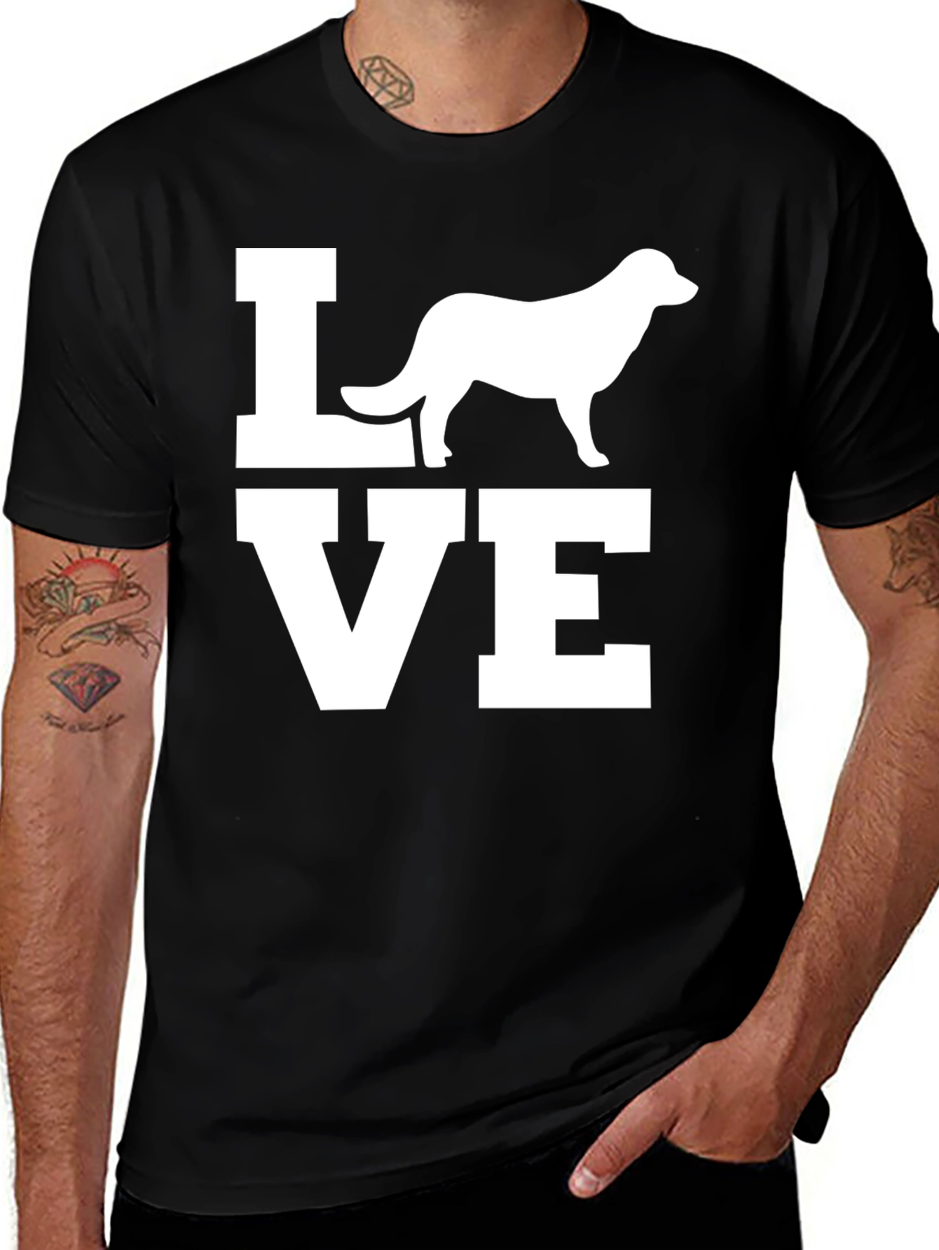 Love Dog Graphic T-Shirt - Black