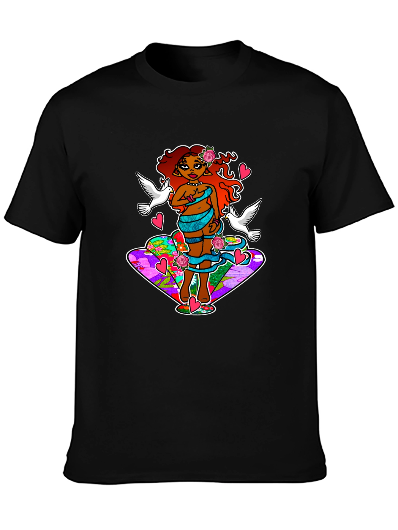 Fantasy Art T-Shirt: Love & Doves Graphic Tee