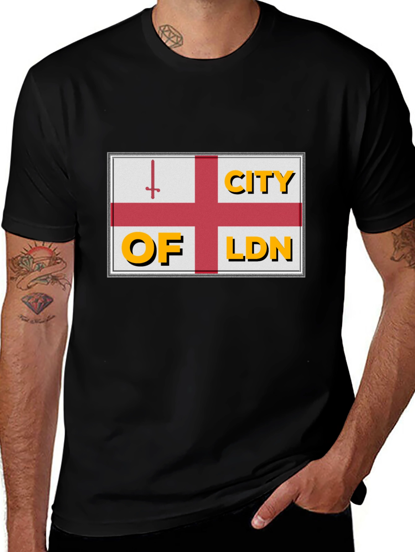 City of London Flag Graphic Tee - Black