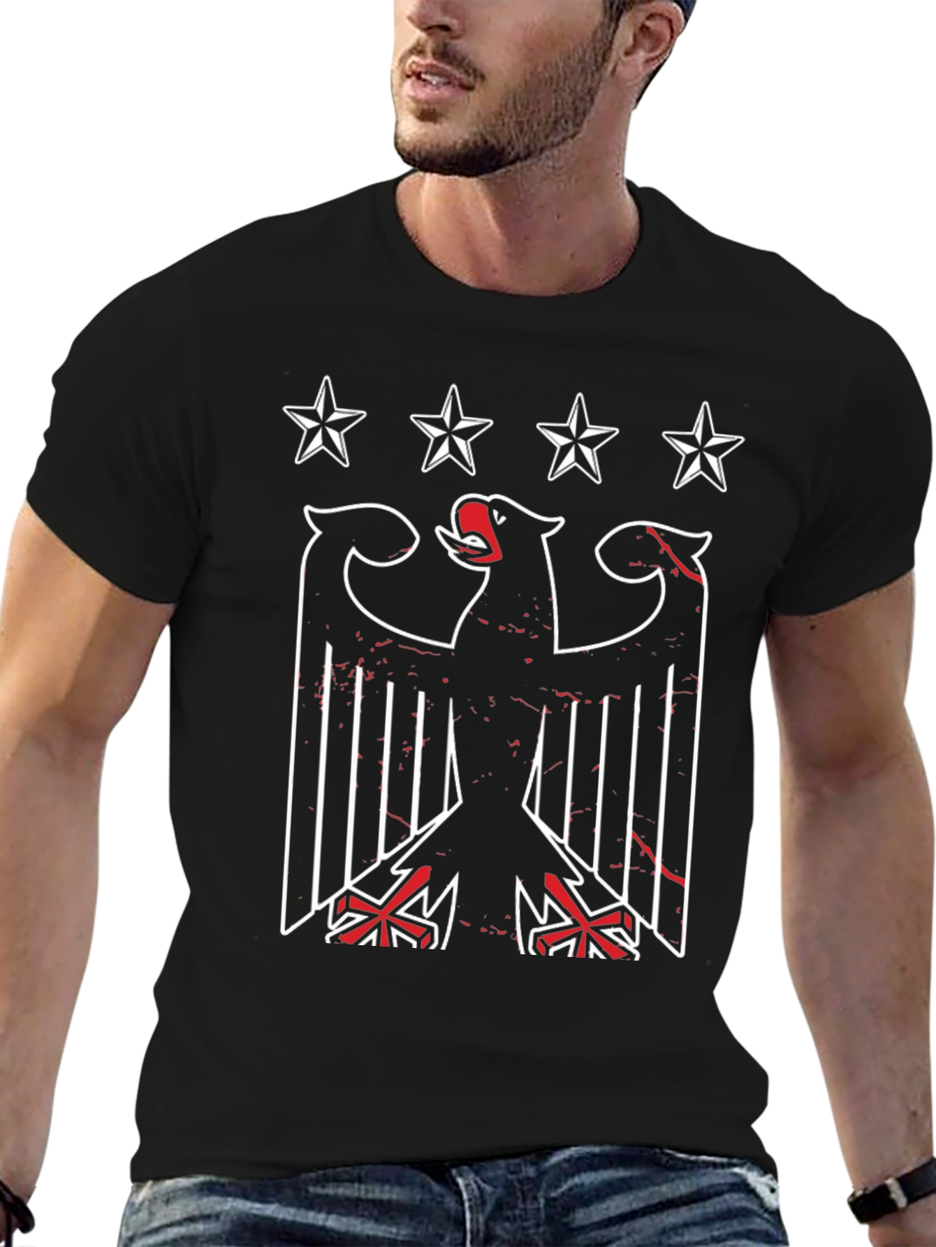 Graphic Eagle T-Shirt: Patriotic Black Tee