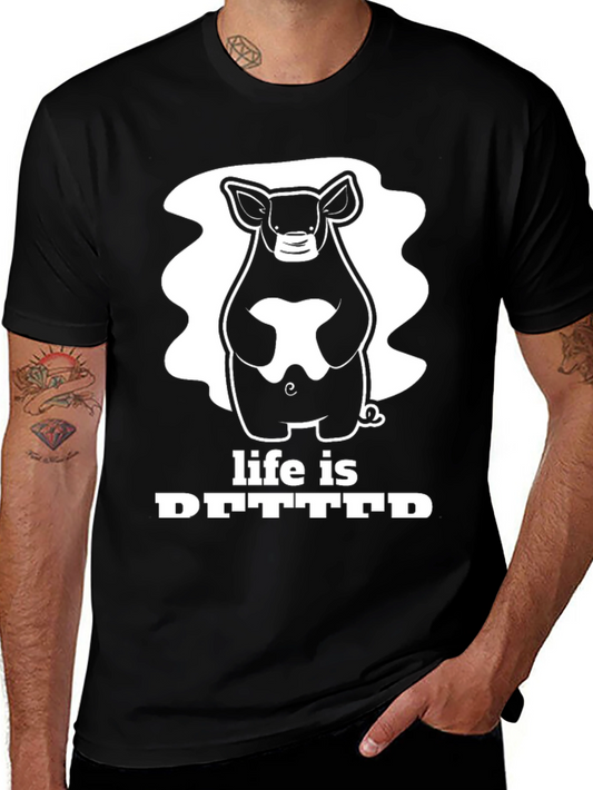 Life is Better with Pigs Black T-Shirt