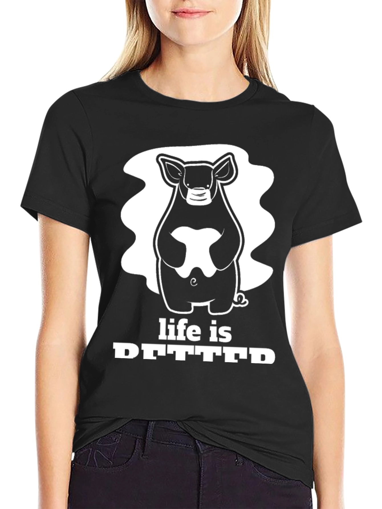 Life is Better with Pigs Black T-Shirt