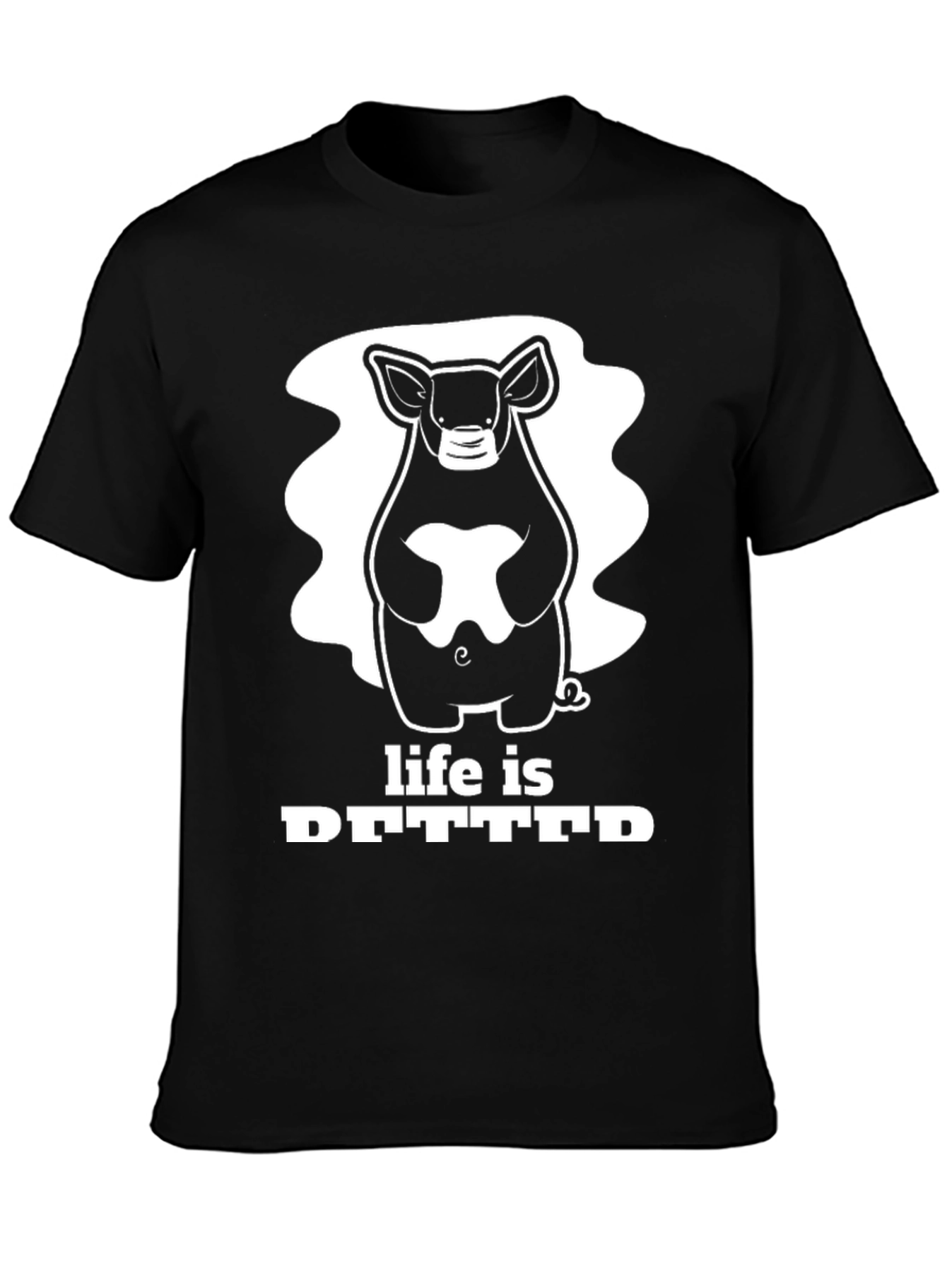 Life is Better with Pigs Black T-Shirt