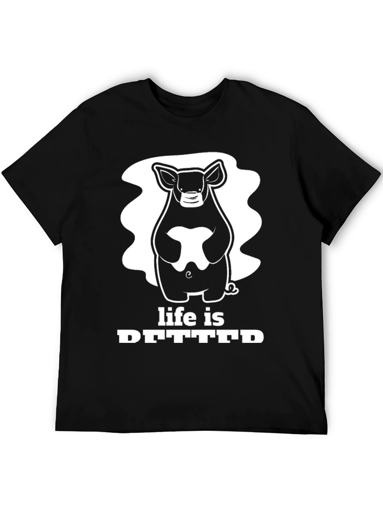 Life is Better with Pigs Black T-Shirt