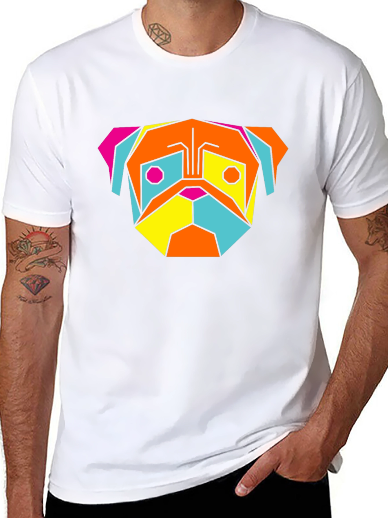 Geometric Pug T-Shirt - Modern Graphic Tee