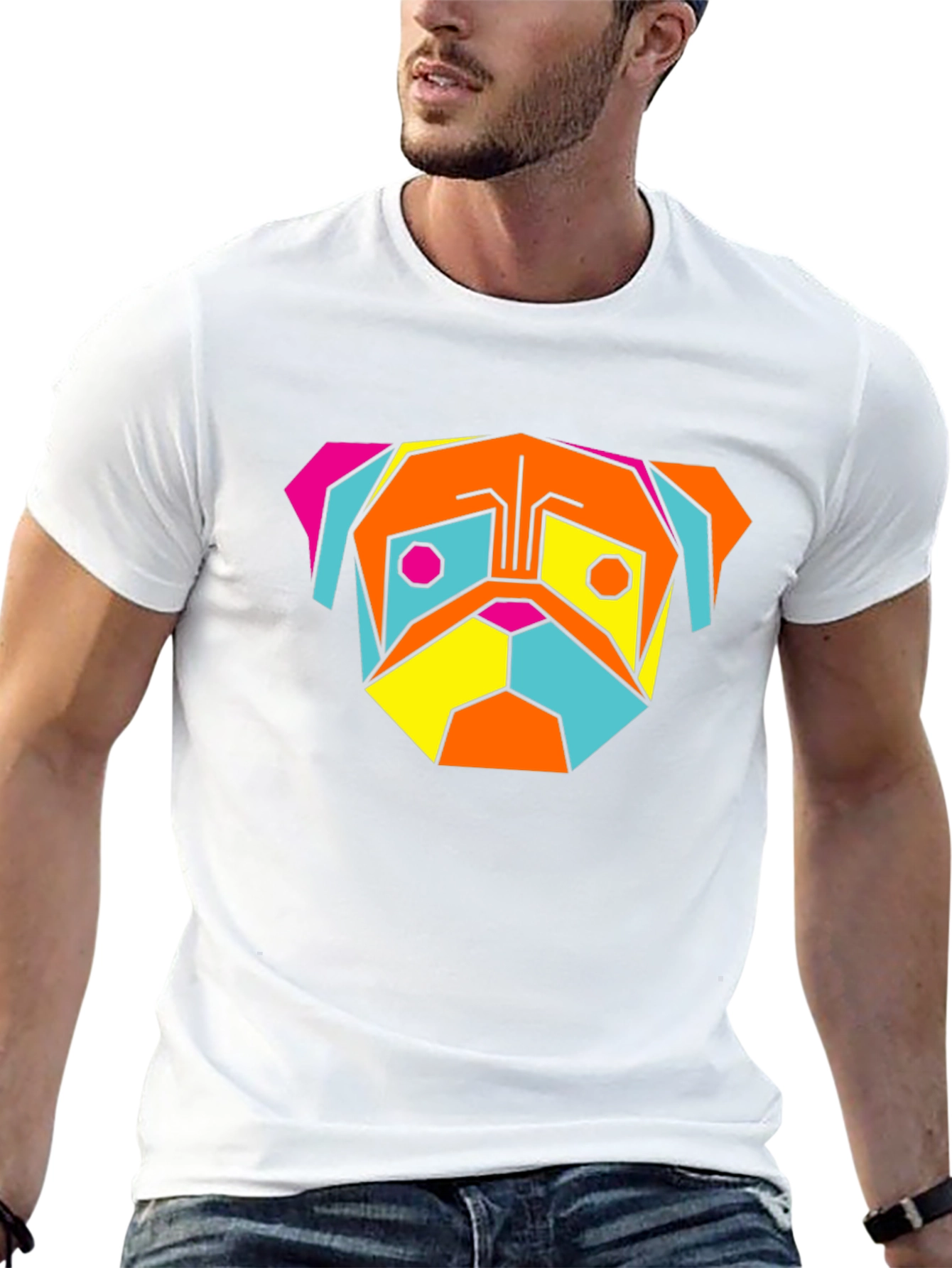Geometric Pug T-Shirt - Modern Graphic Tee