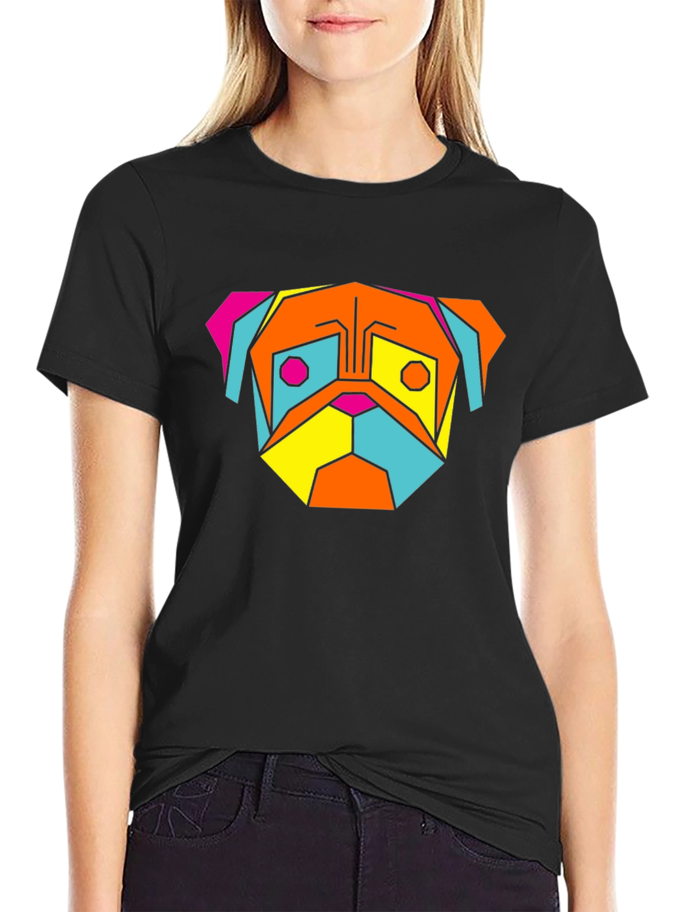Geometric Pug T-Shirt - Modern Graphic Tee