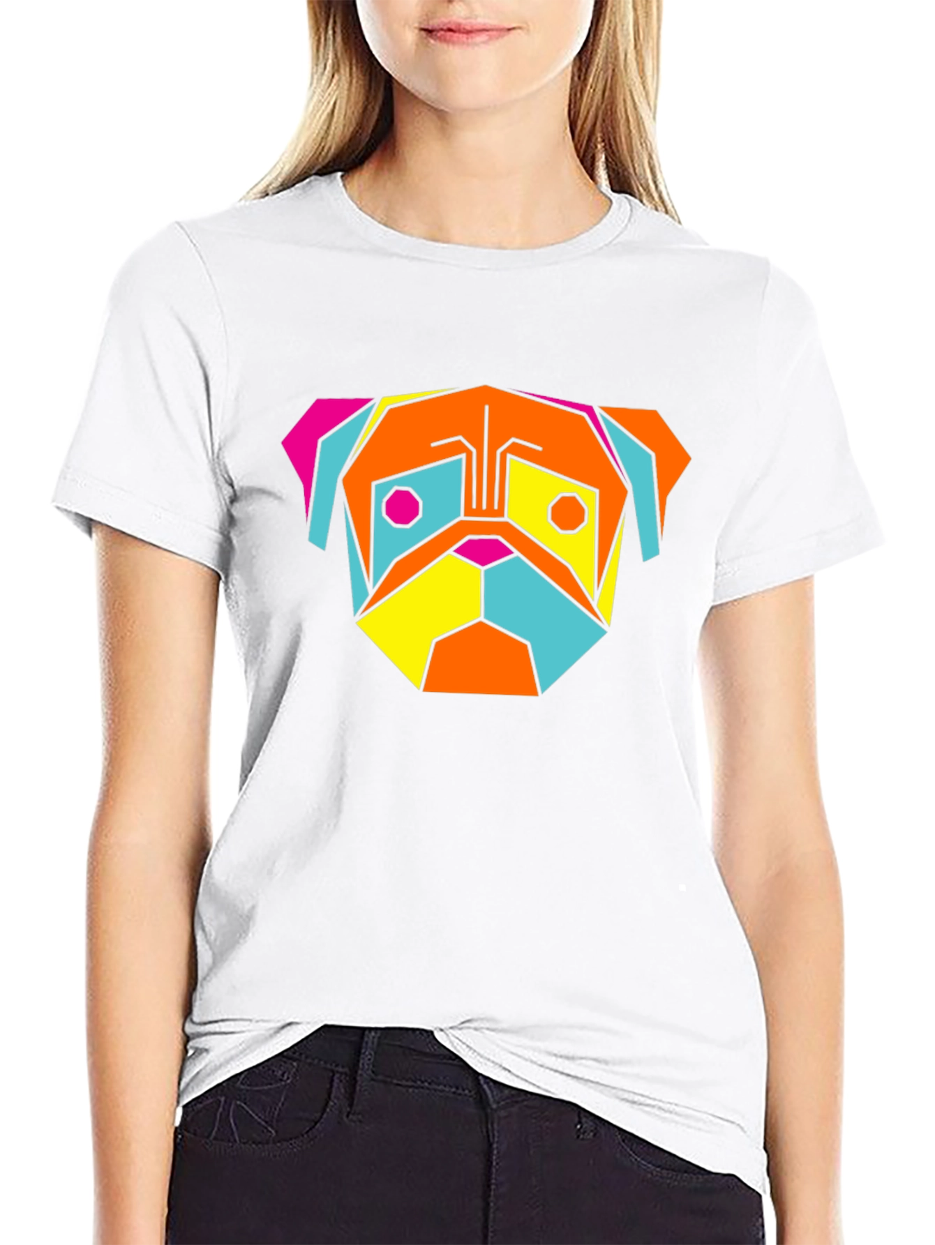 Geometric Pug T-Shirt - Modern Graphic Tee