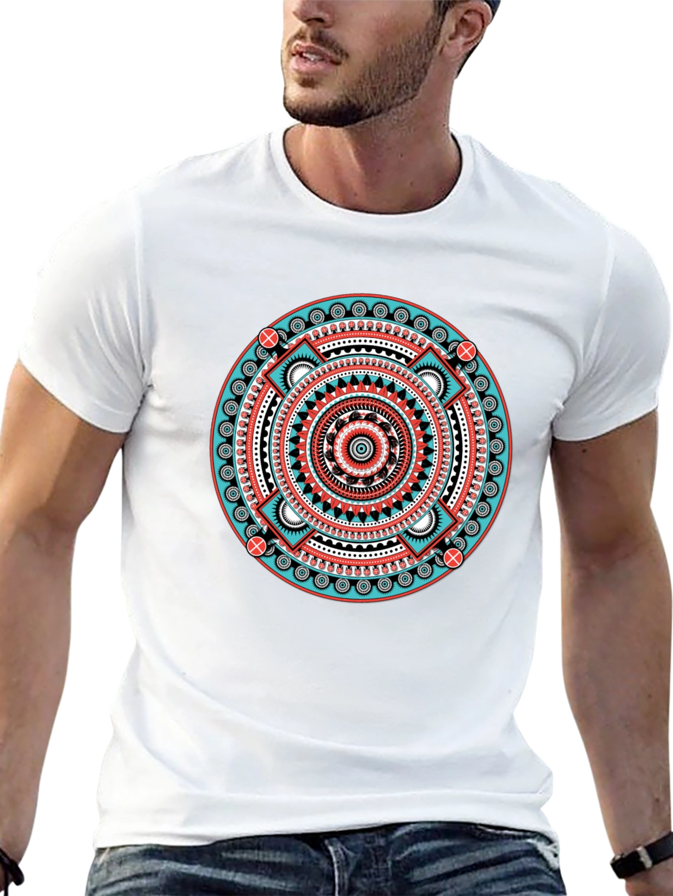 Aztec Mandala Graphic Tee - Black