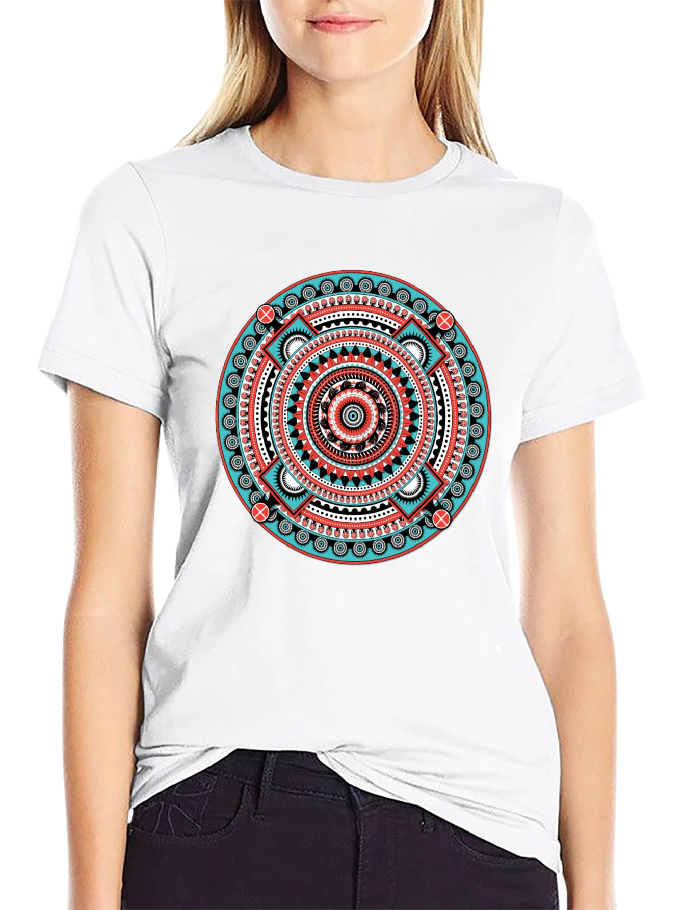 Aztec Mandala Graphic Tee - Black