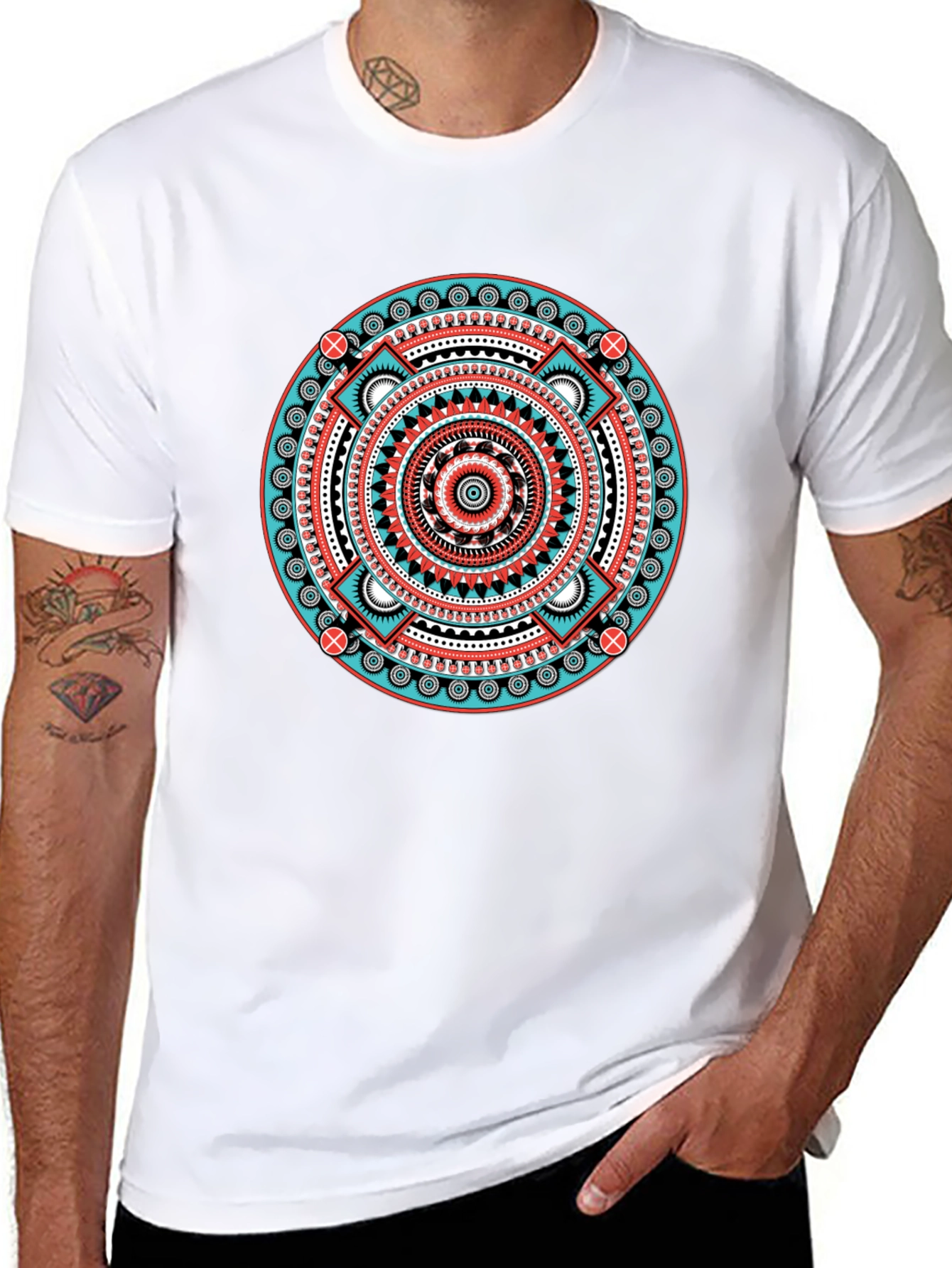Aztec Mandala Graphic Tee - Black