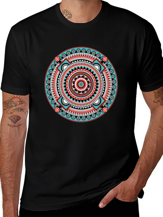 Aztec Mandala Graphic Tee - Black
