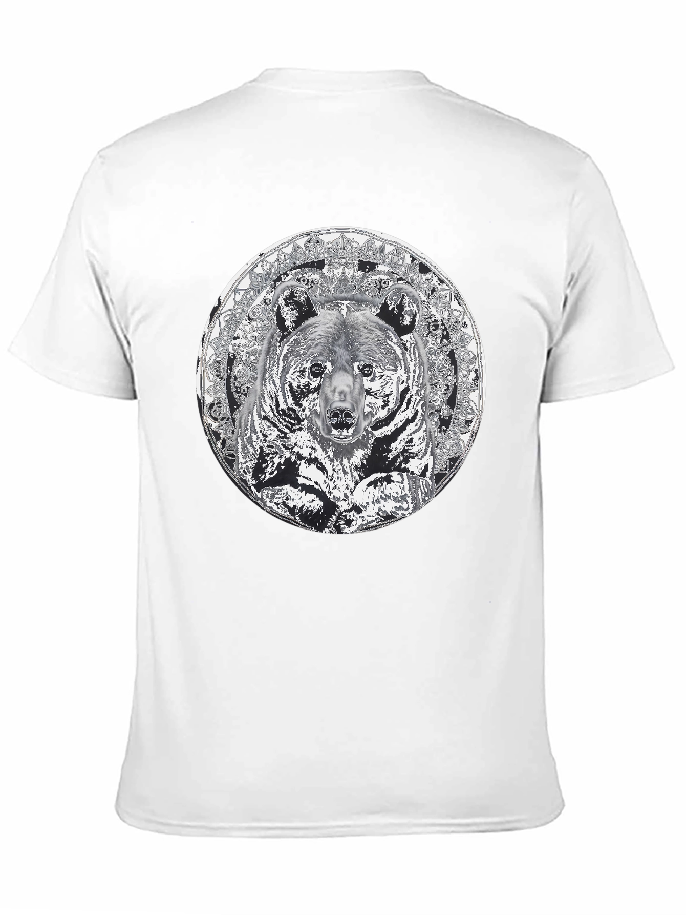 Bear Mandala Graphic Tee - Black Cotton Blend Shirt