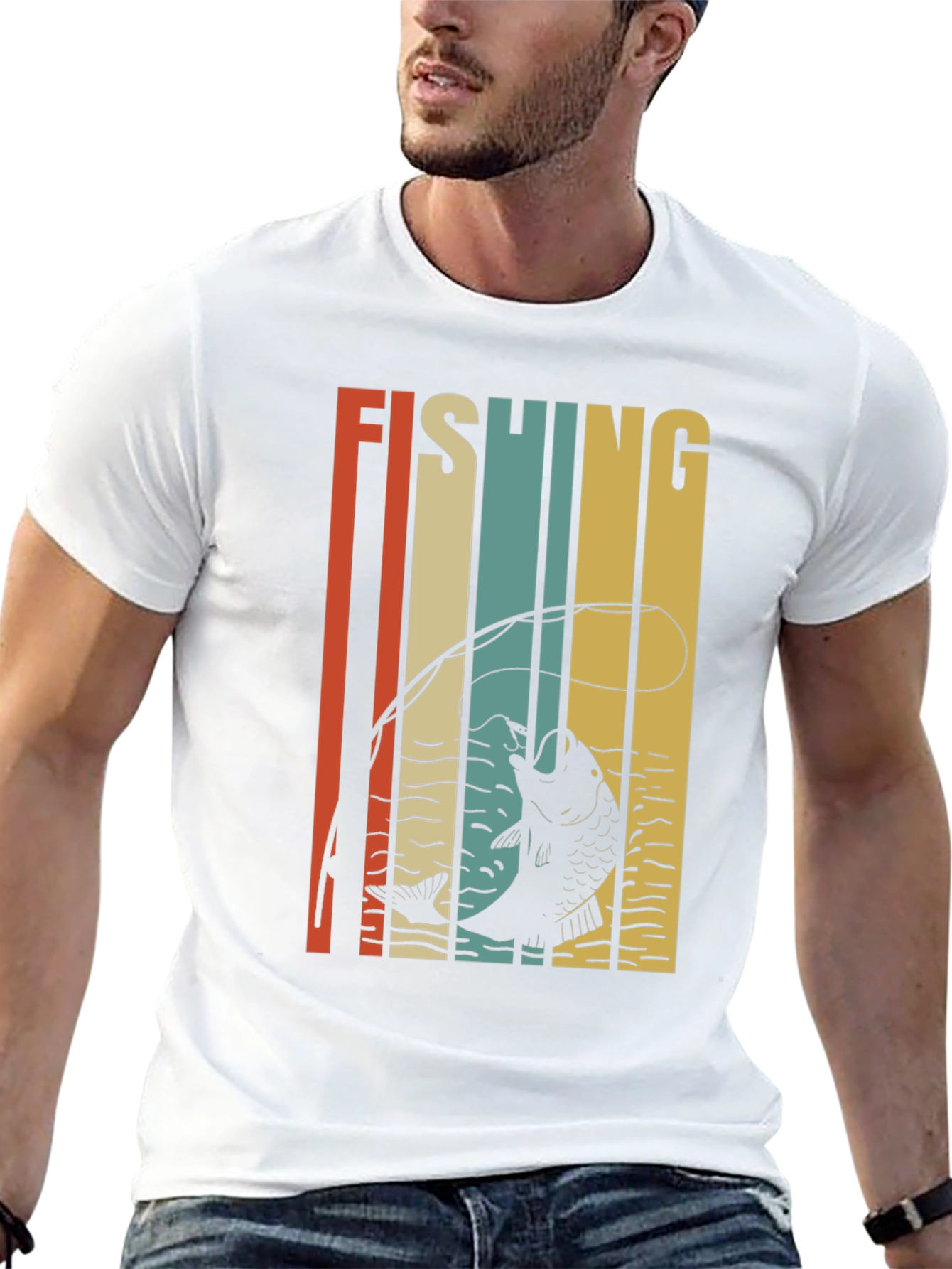 Retro Fishing Graphic T-Shirt - Black