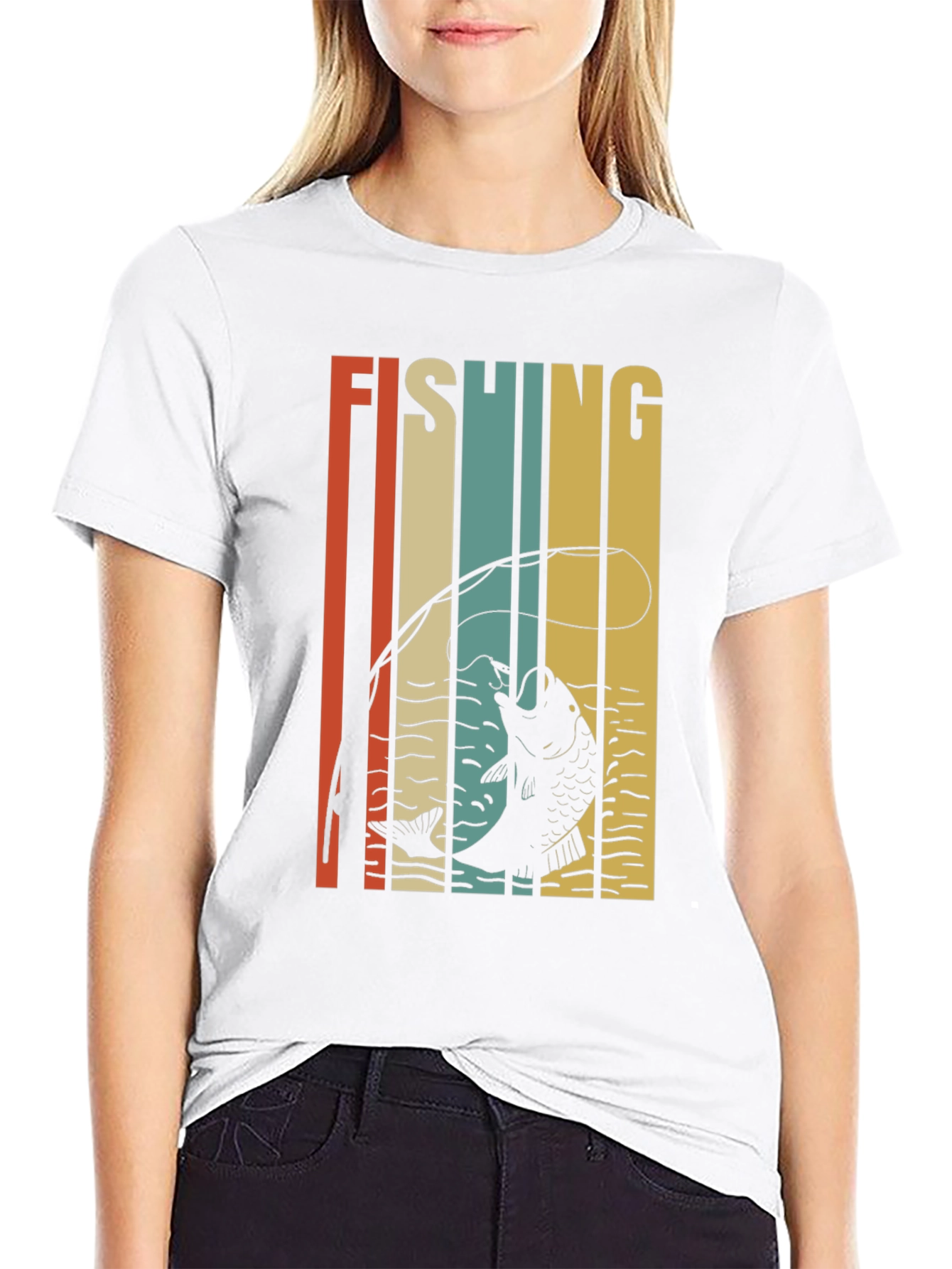Retro Fishing Graphic T-Shirt - Black