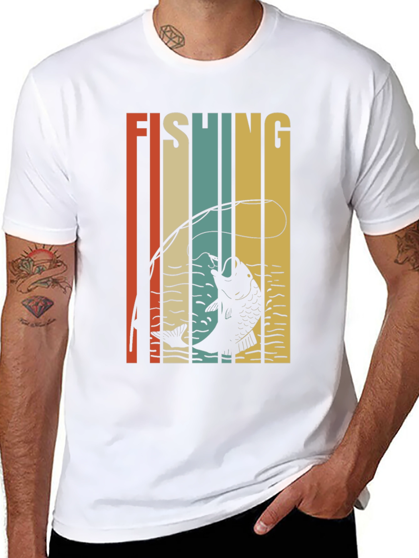 Retro Fishing Graphic T-Shirt - Black