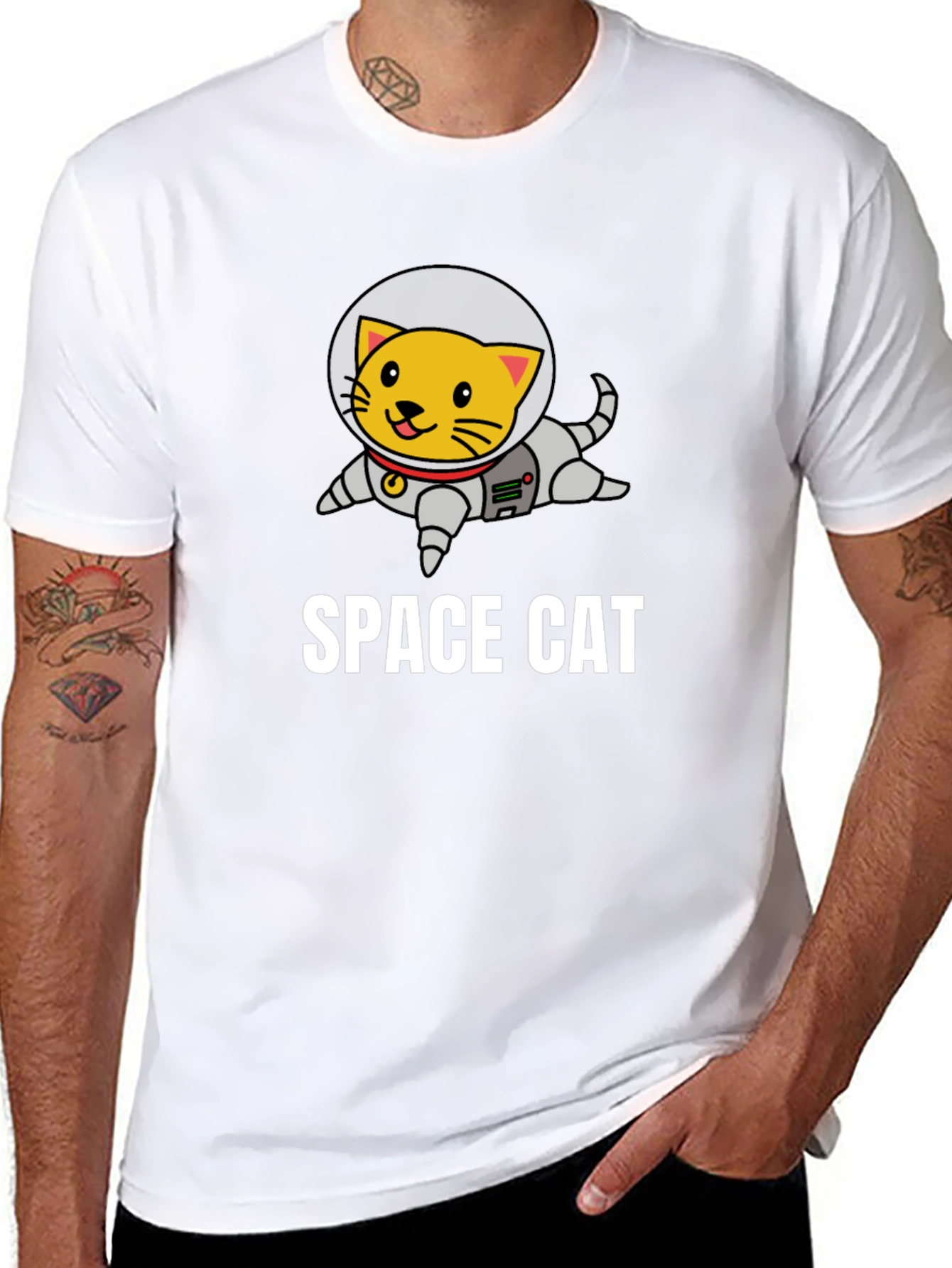 Space Cat Graphic T-Shirt - Astronaut Kitten Tee