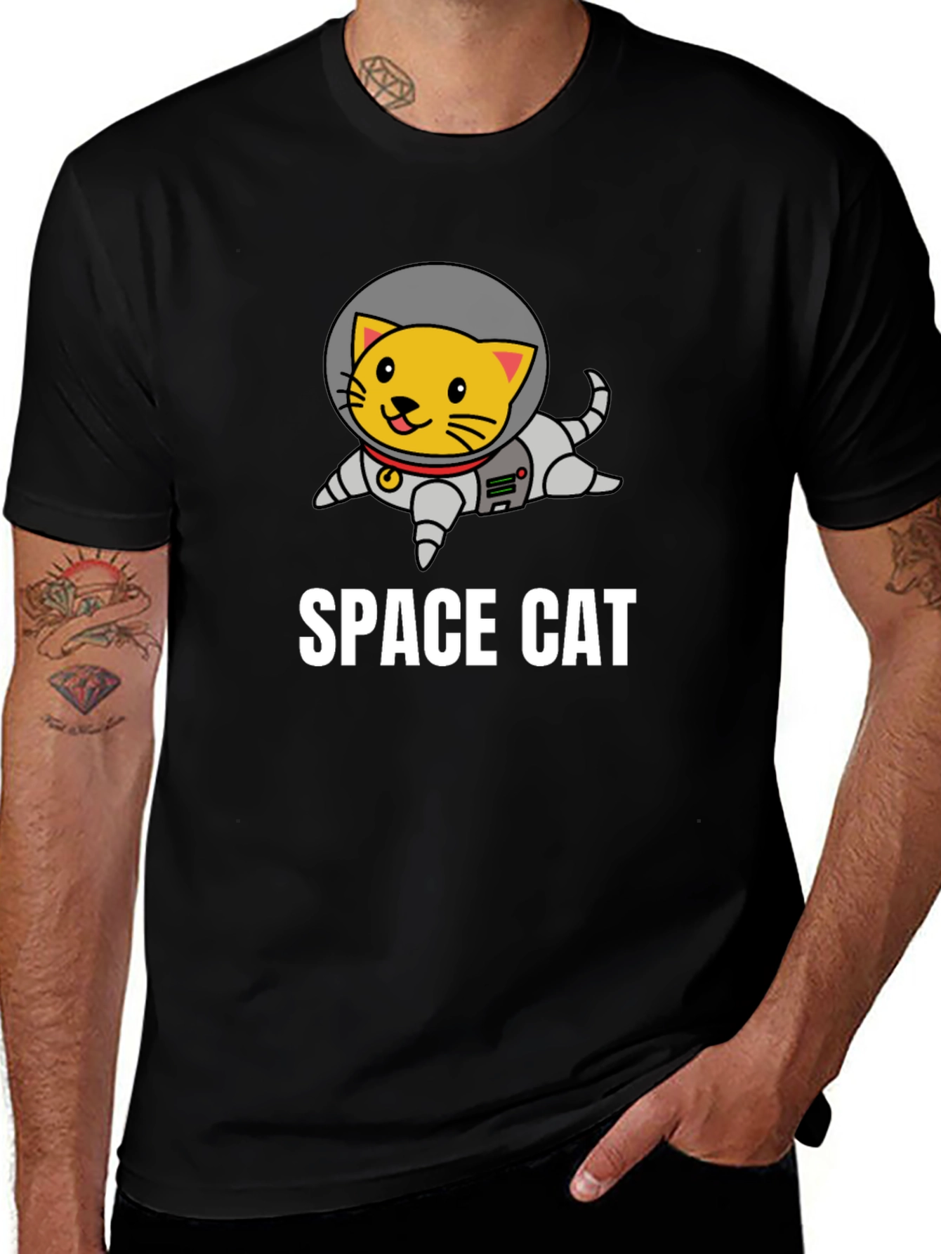 Space Cat Graphic T-Shirt - Astronaut Kitten Tee