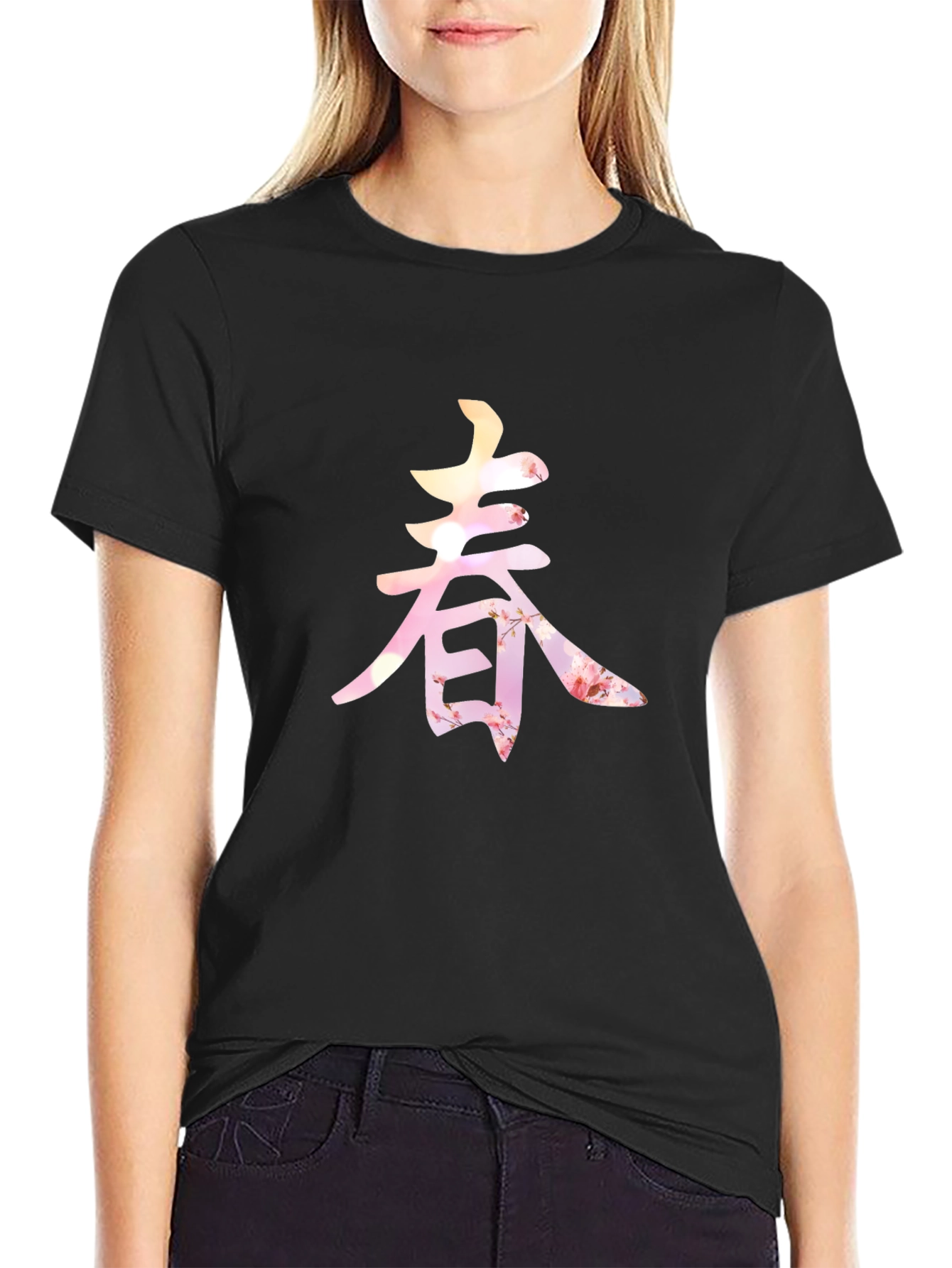 Spring Blossom Kanji Graphic Tee - Unique Design