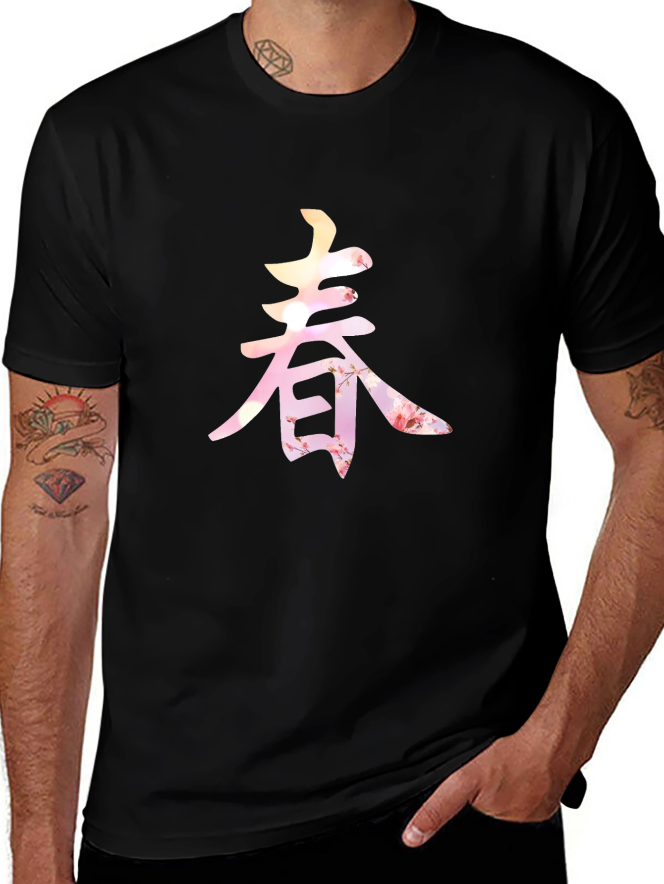 Spring Blossom Kanji Graphic Tee - Unique Design
