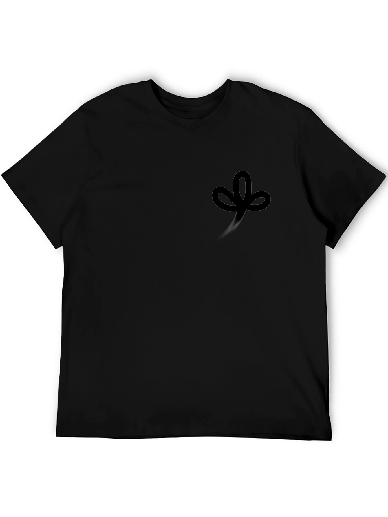 Mens Black Crew Neck T-Shirt with Clover Design