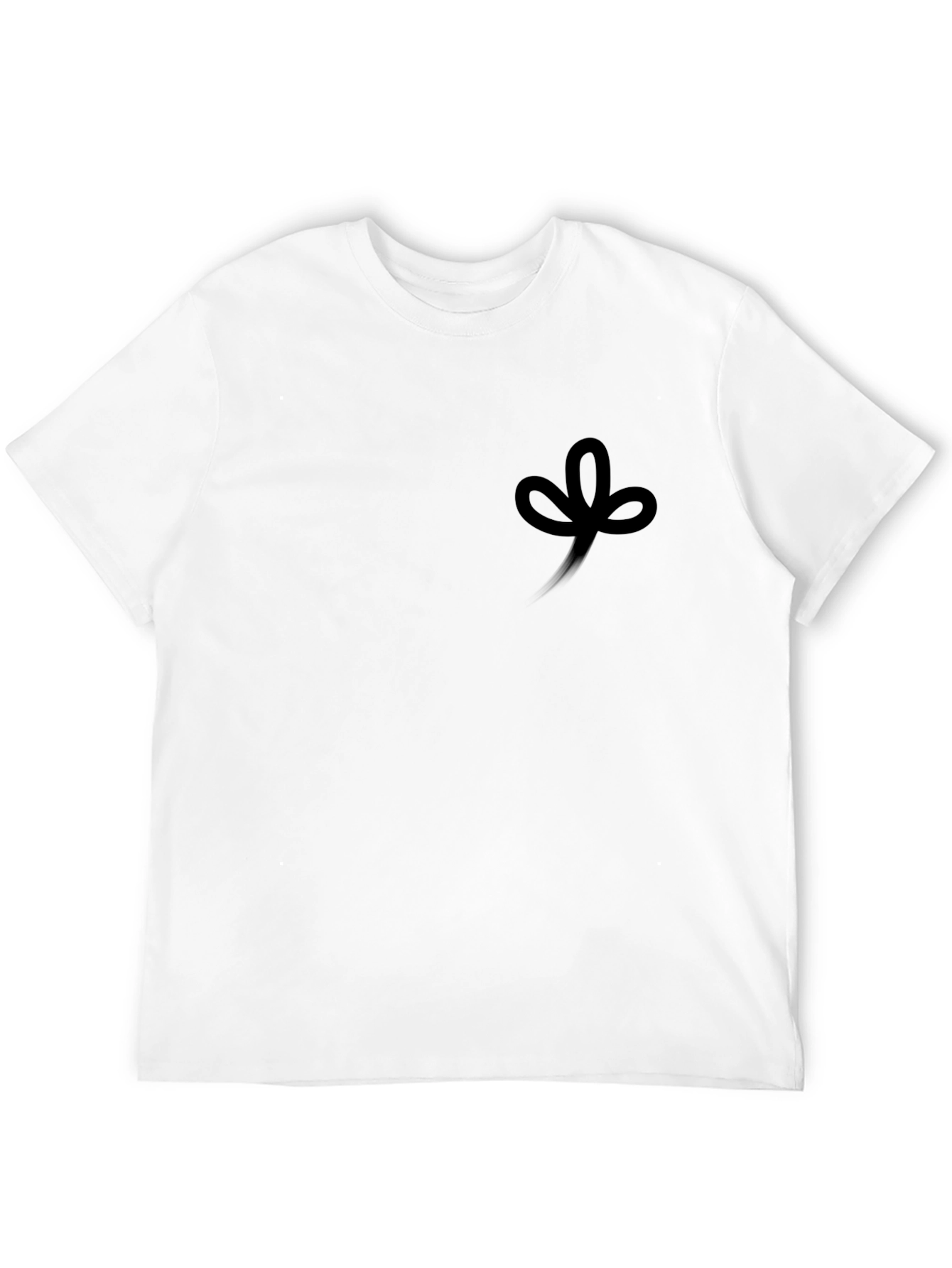 Mens Black Crew Neck T-Shirt with Clover Design