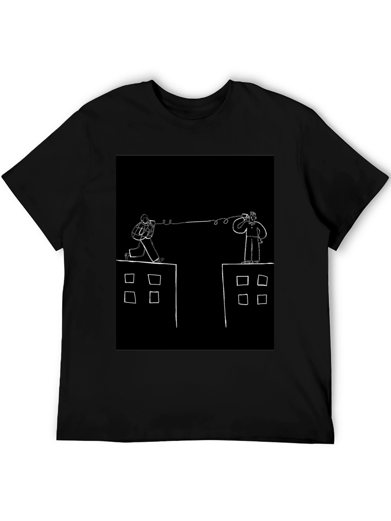 Retro Communication Graphic Black T-Shirt