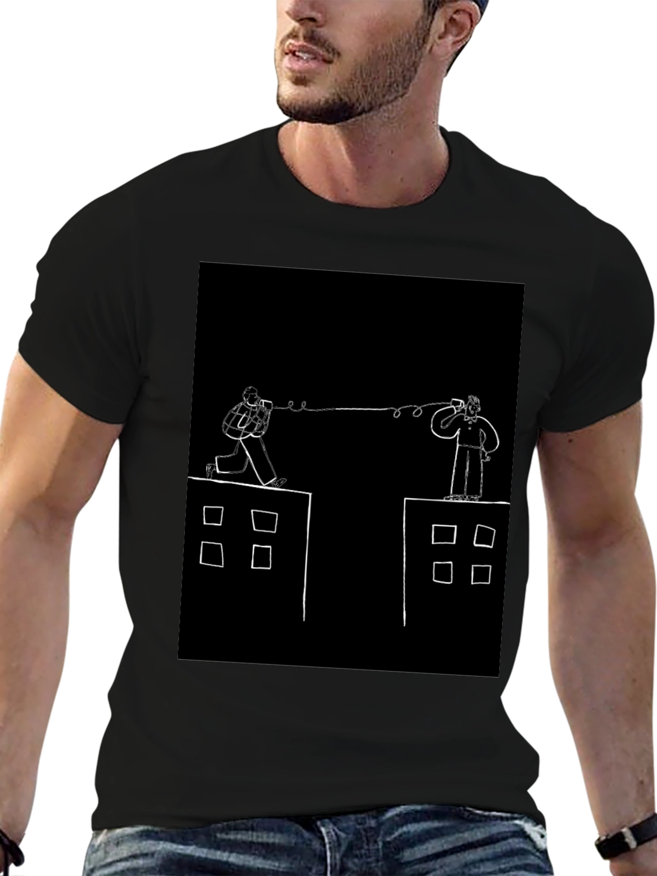 Retro Communication Graphic Black T-Shirt