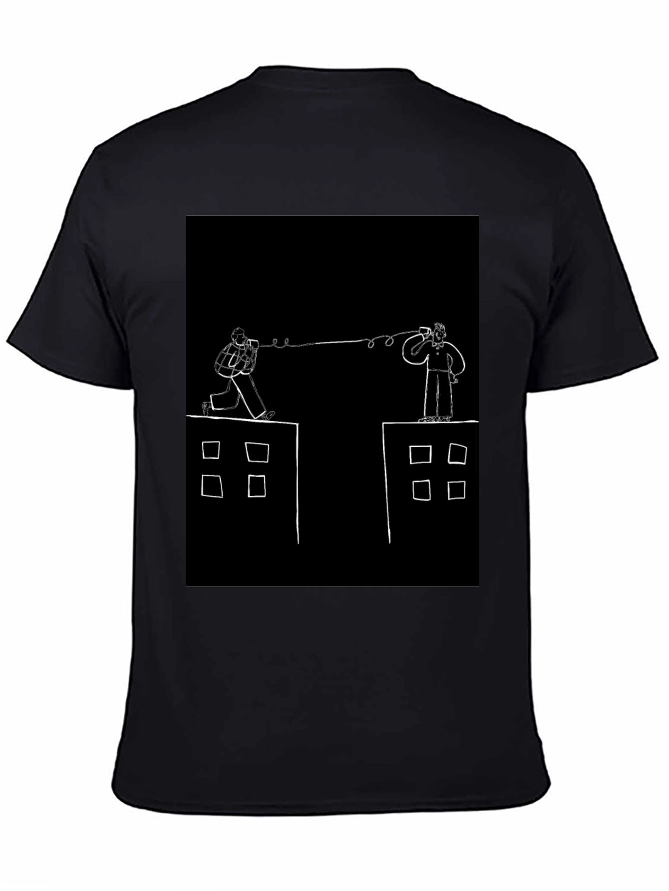 Retro Communication Graphic Black T-Shirt