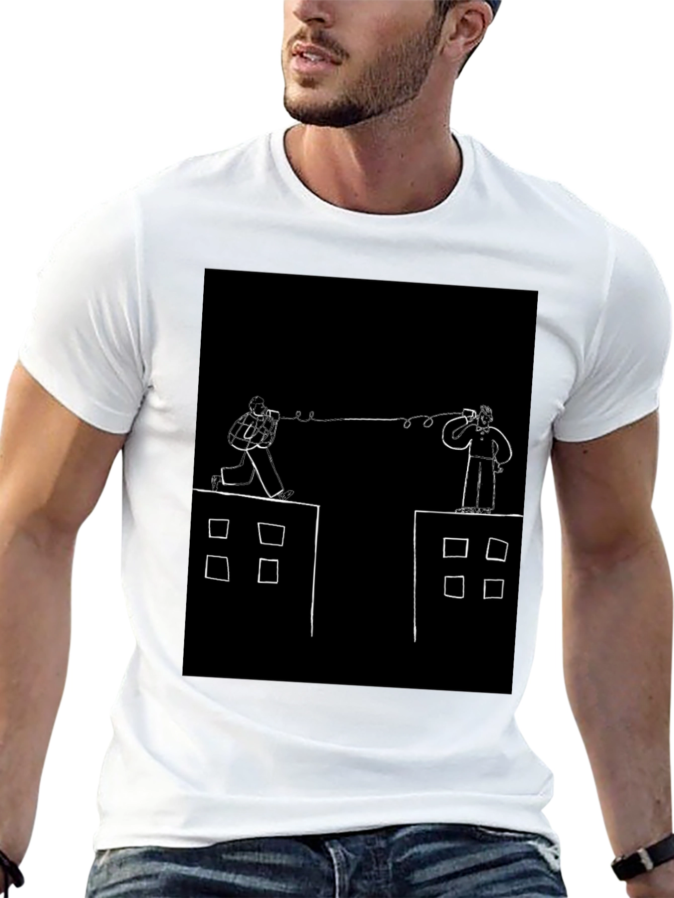 Retro Communication Graphic Black T-Shirt