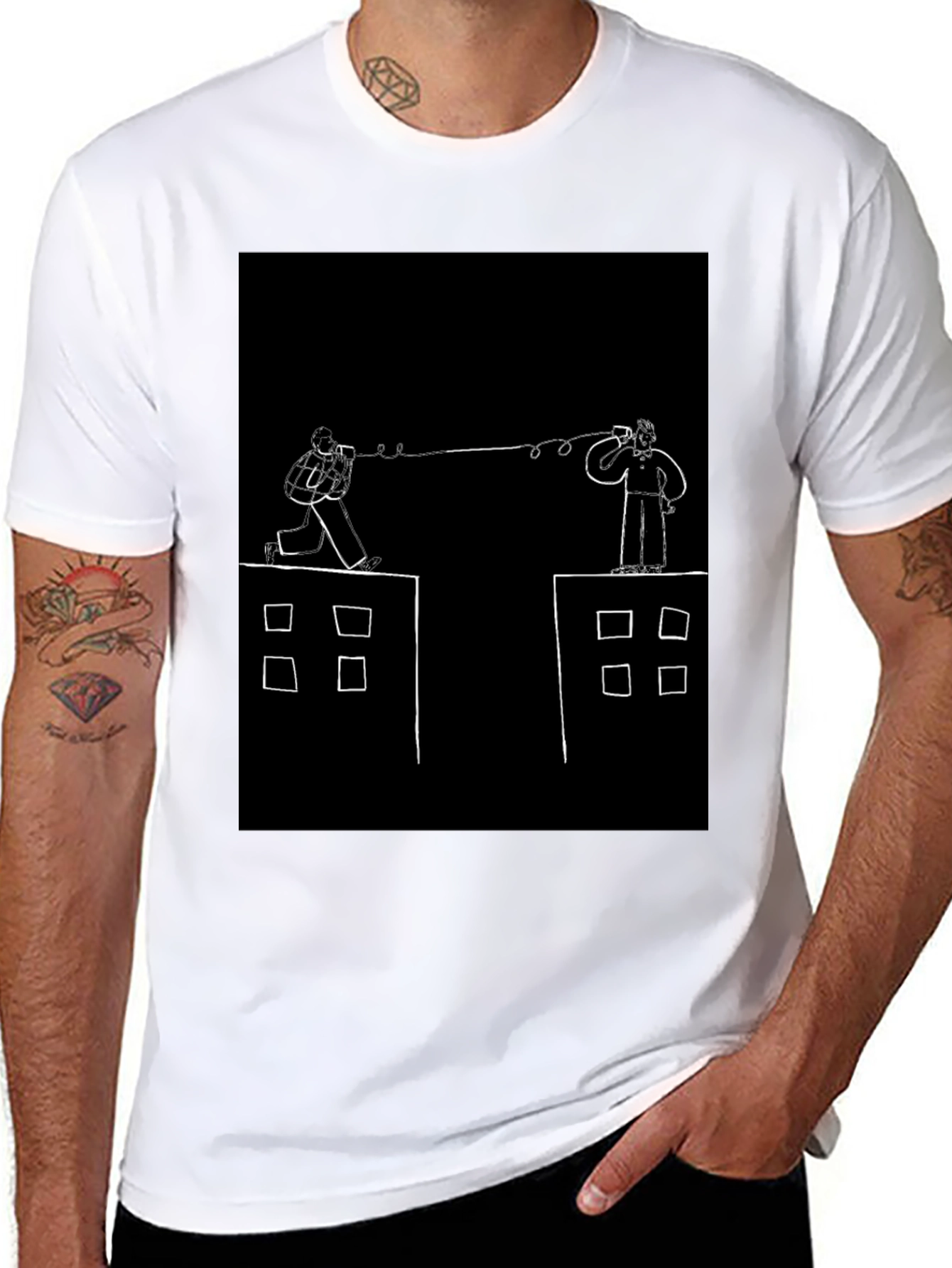 Retro Communication Graphic Black T-Shirt