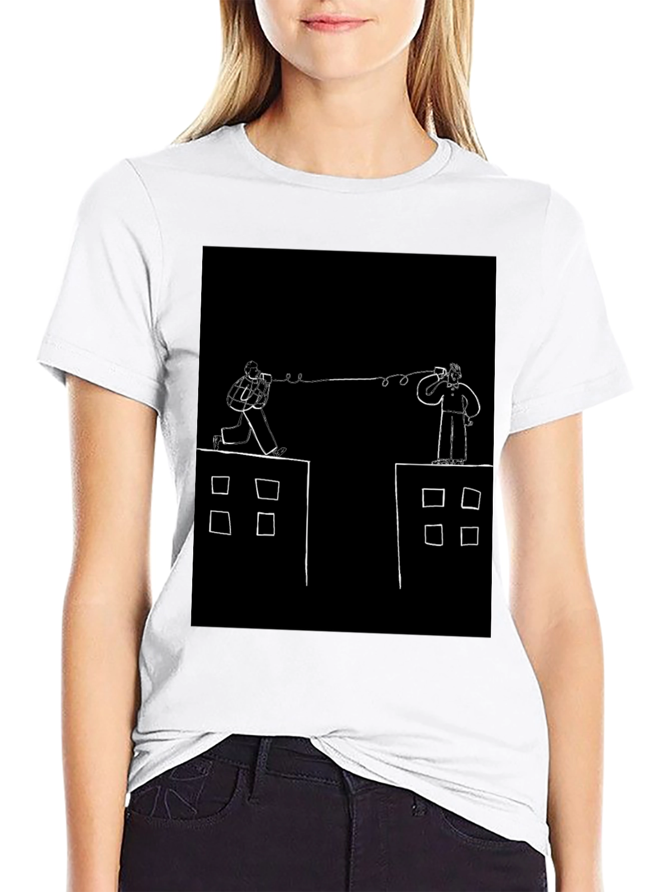 Retro Communication Graphic Black T-Shirt
