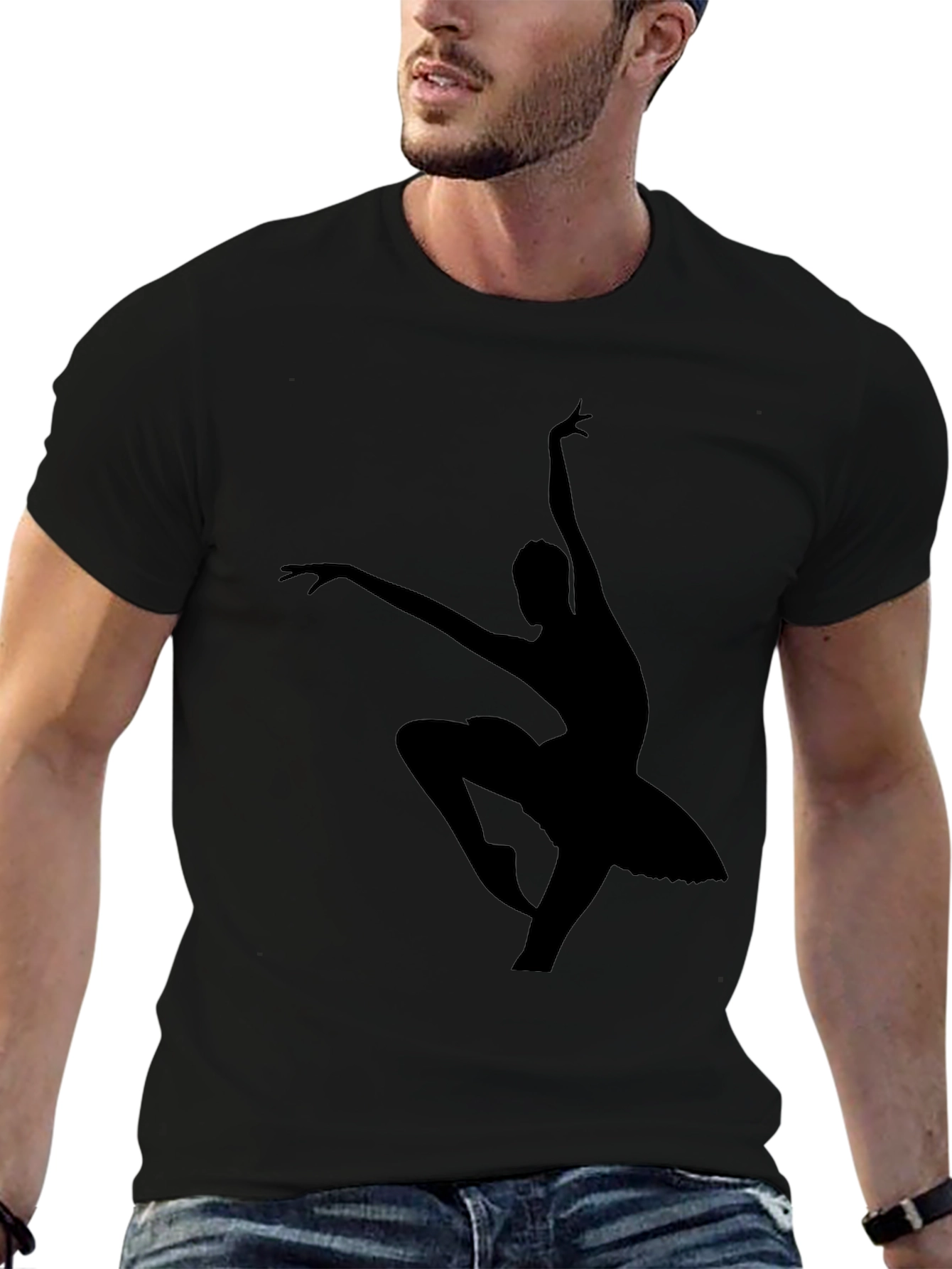 Elegant Ballerina Graphic T-Shirt - Classic Black Tee