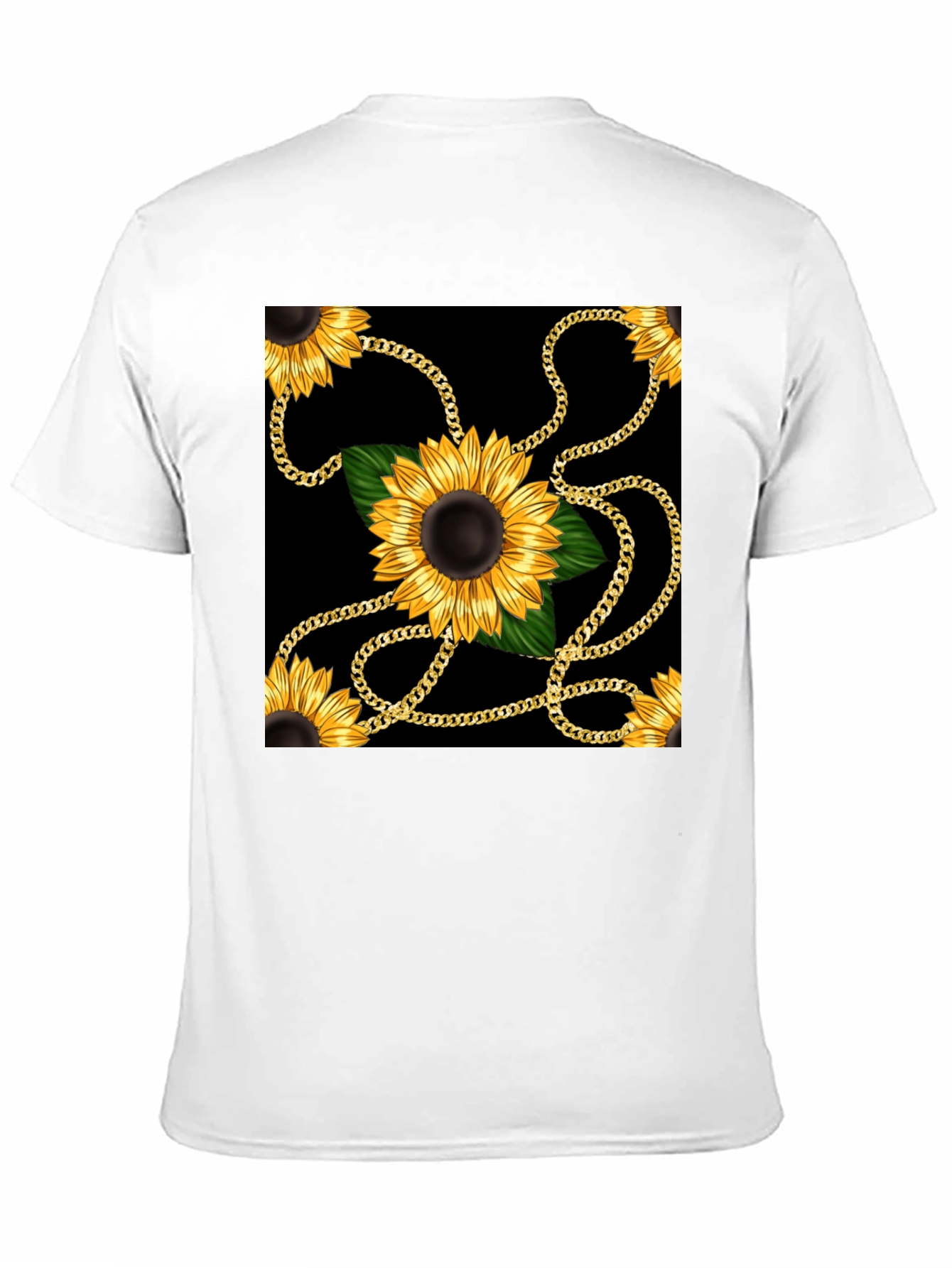 Sunflower Chain Print Black T-Shirt