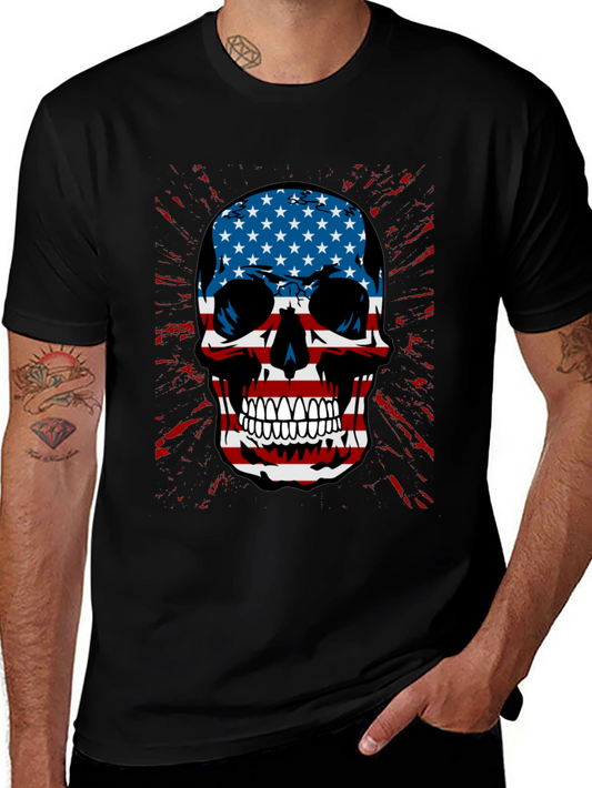 American Flag Skull Graphic T-Shirt