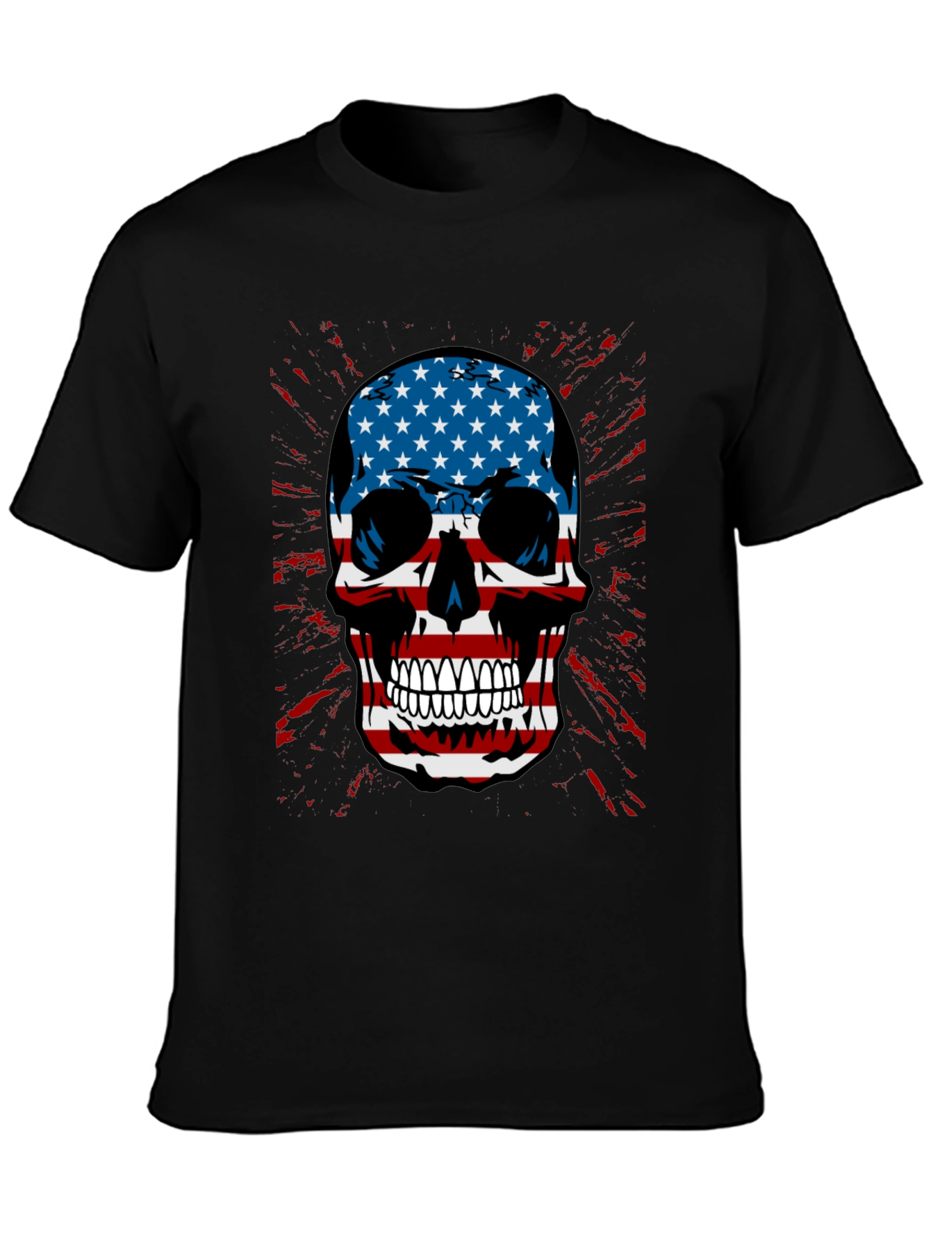 American Flag Skull Graphic T-Shirt