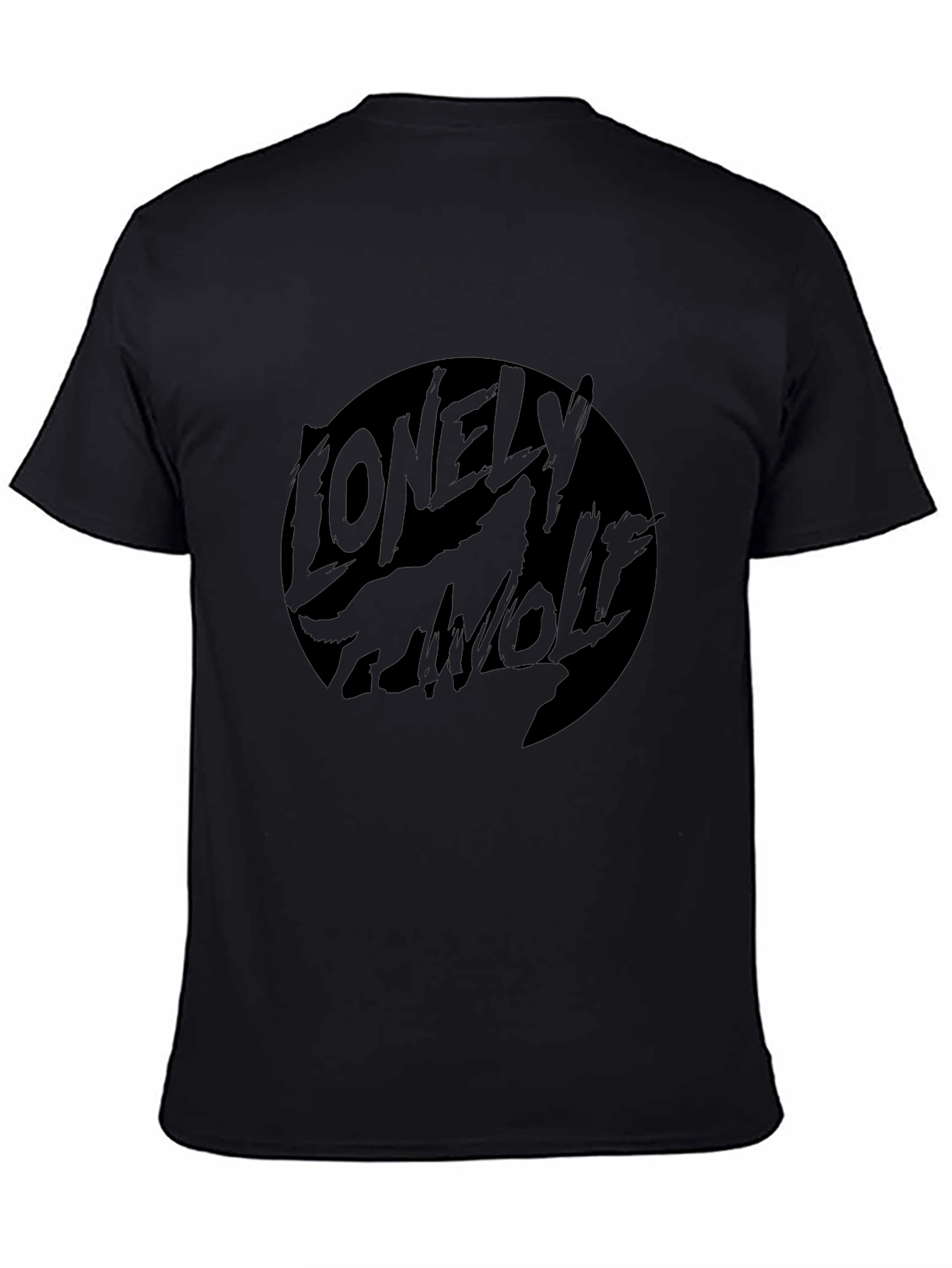 Lonely Wolf Graphic T-Shirt - Black Crew Neck