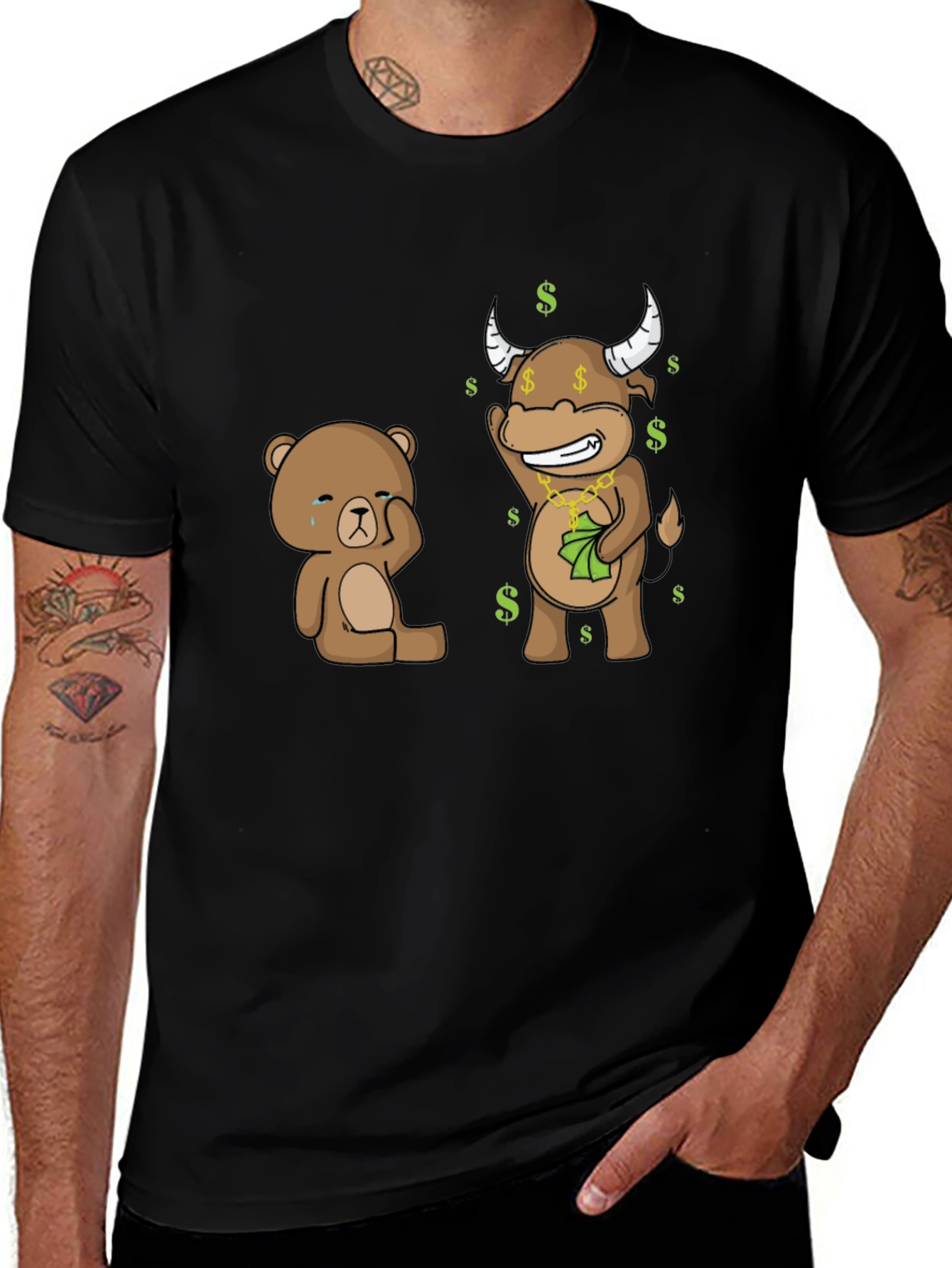 Bull and Bear Graphic T-Shirt