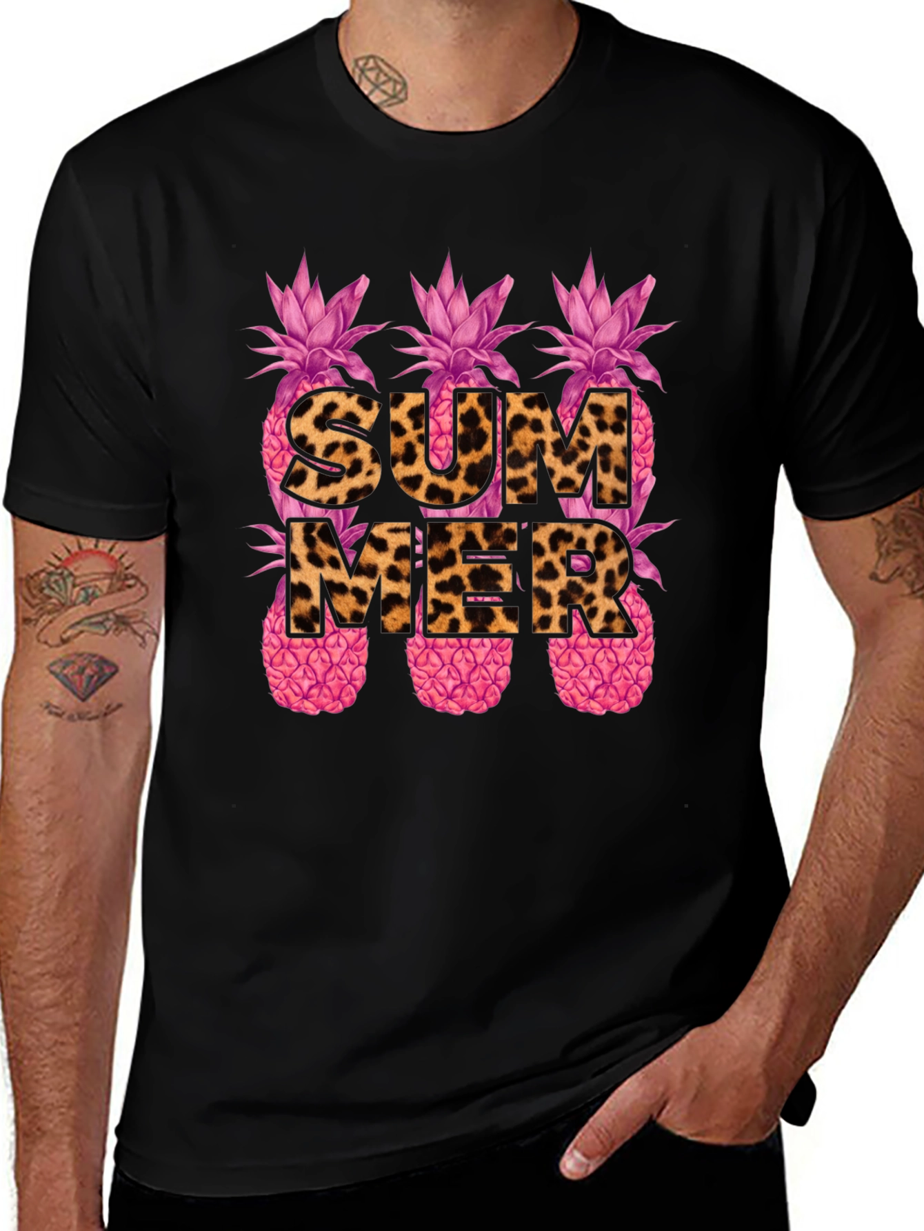 Leopard Print Summer Pineapple Graphic Tee