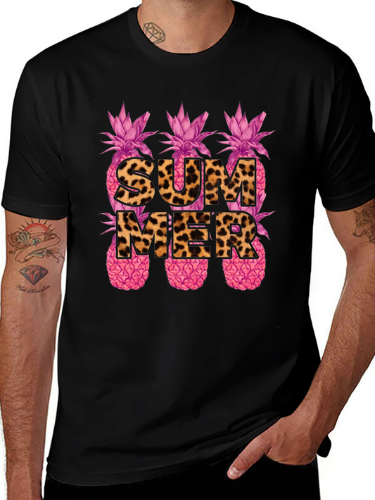 Leopard Print Summer Pineapple Graphic Tee