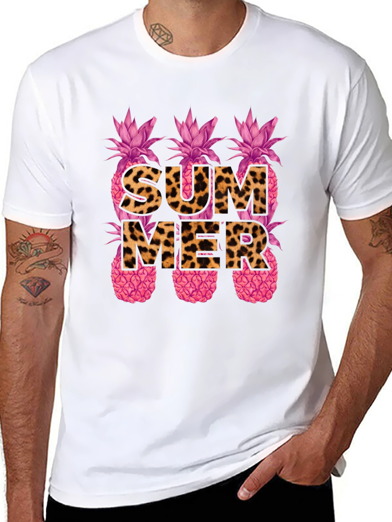 Leopard Print Summer Pineapple Graphic Tee