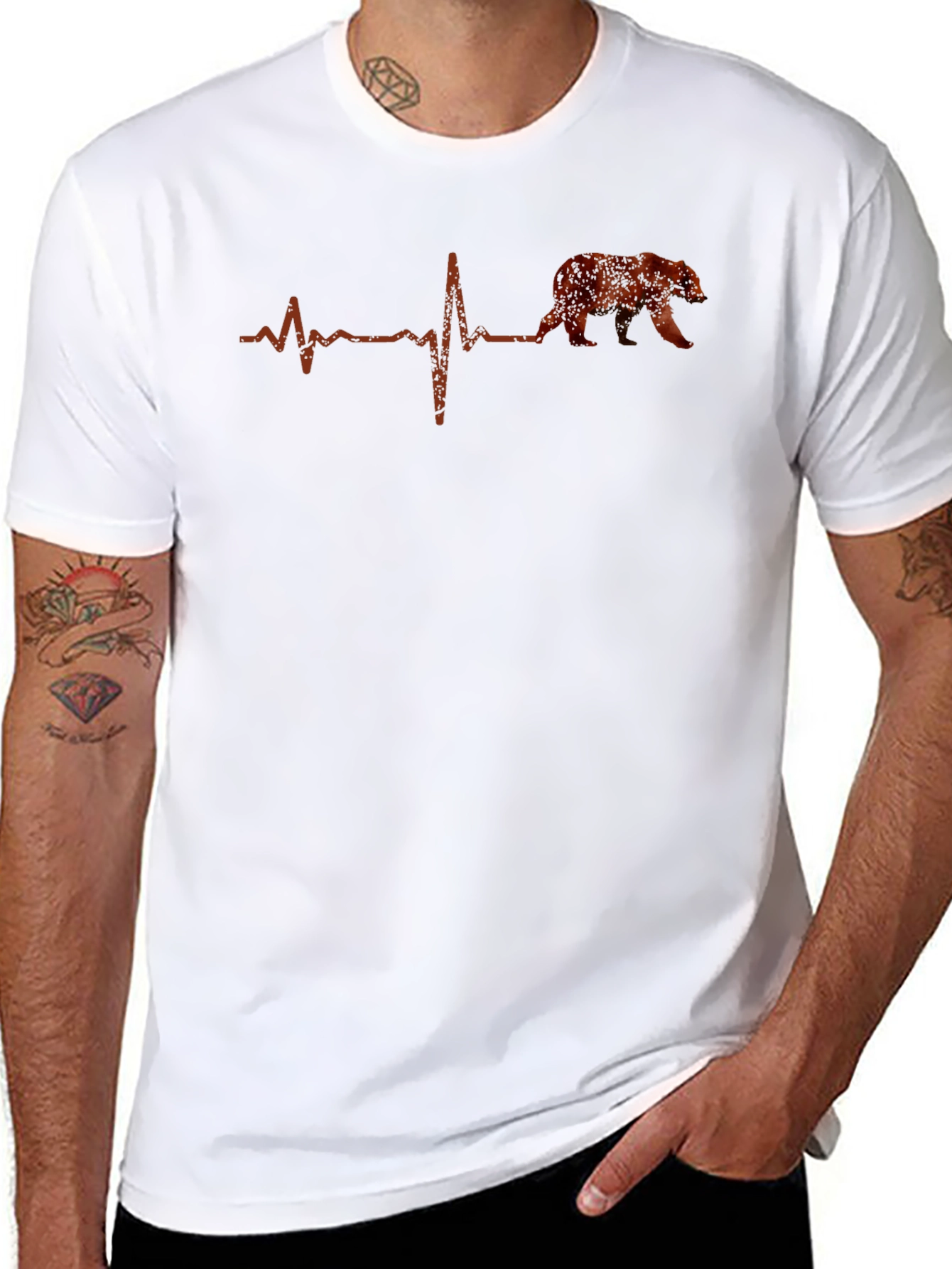 Bear Heartbeat Graphic Tee - Unisex Casual Top