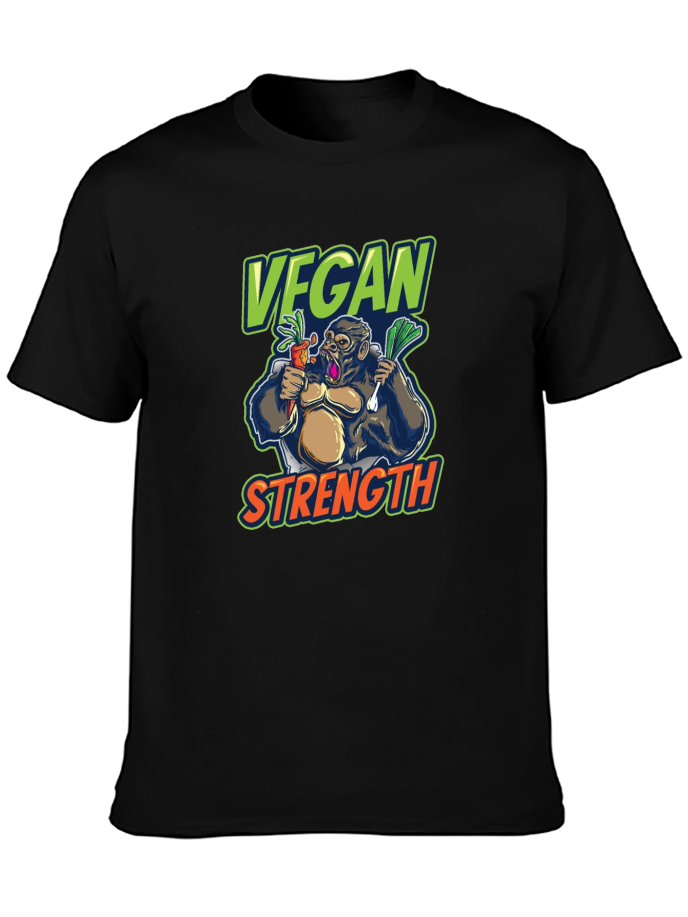 Vegan Strength Gorilla T-Shirt - Black