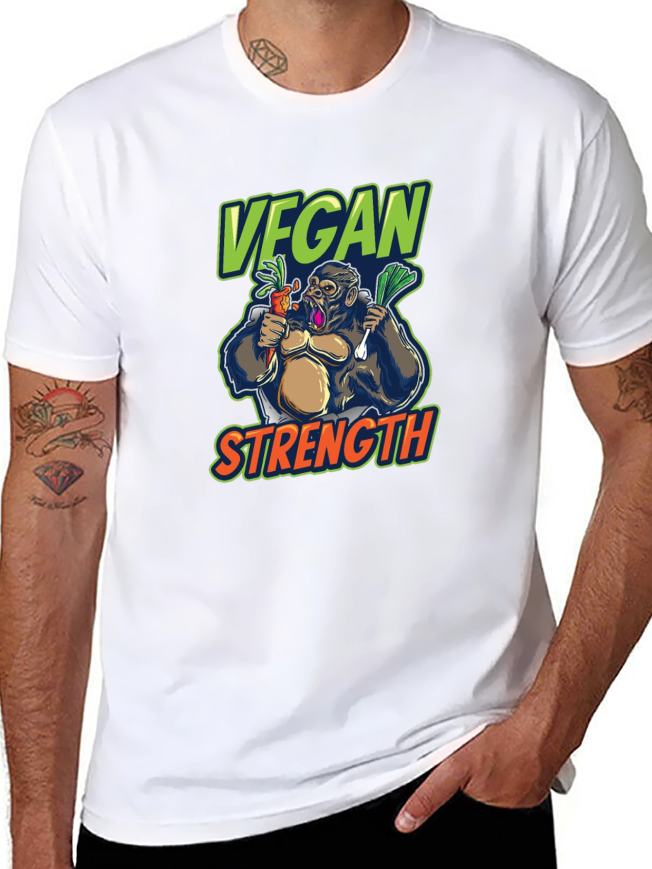 Vegan Strength Gorilla T-Shirt - Black