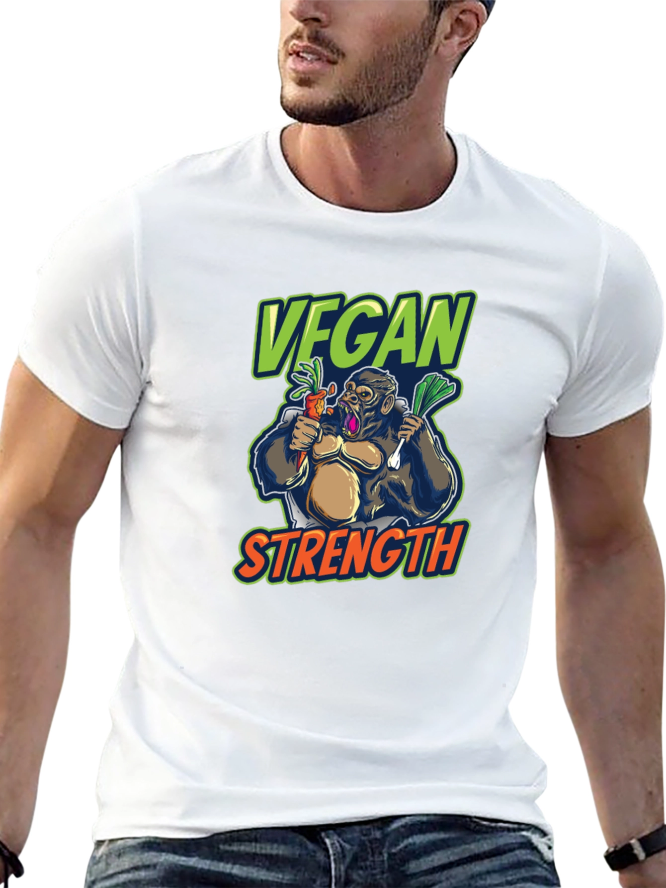Vegan Strength Gorilla T-Shirt - Black