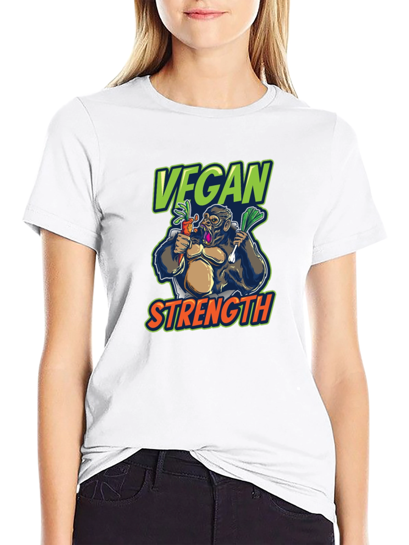 Vegan Strength Gorilla T-Shirt - Black