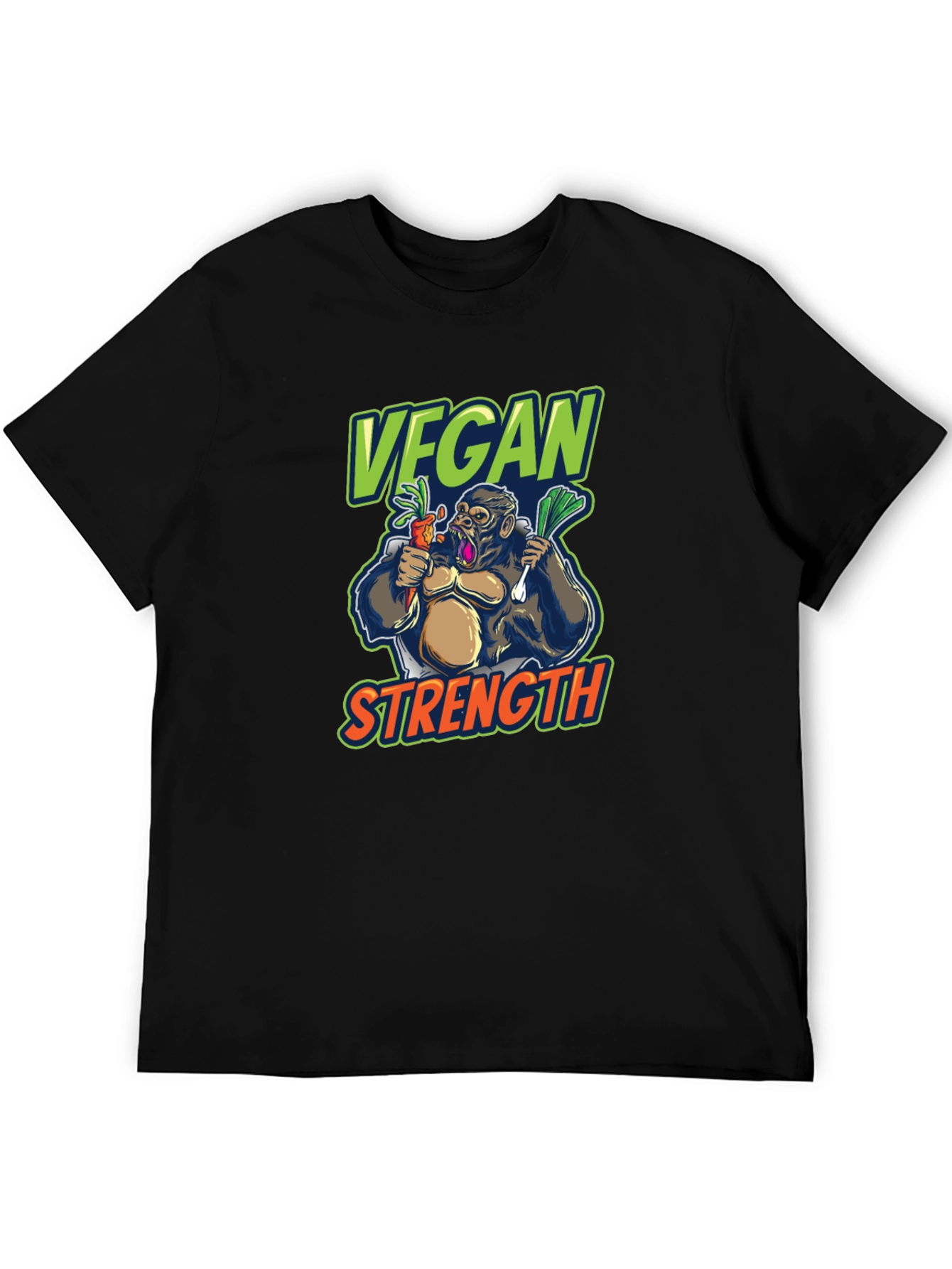 Vegan Strength Gorilla T-Shirt - Black