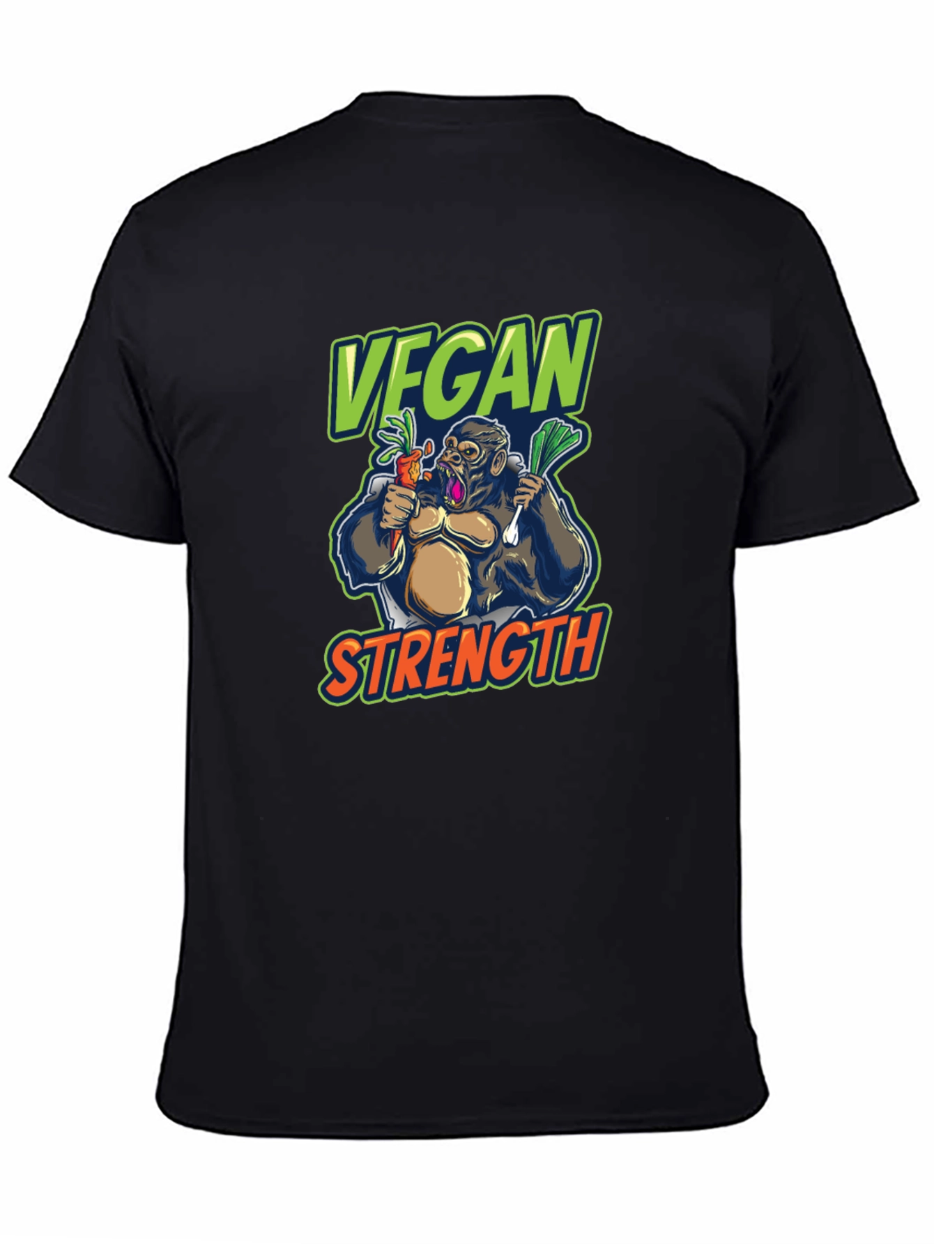 Vegan Strength Gorilla T-Shirt - Black