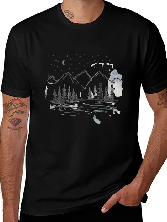 Mountain Lake Scene Graphic Tee