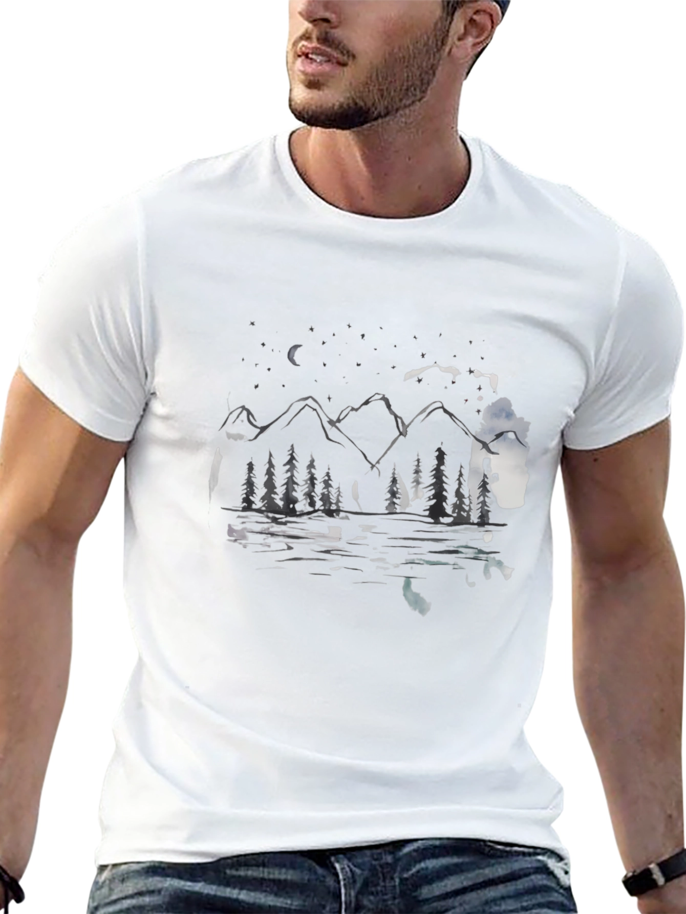Mountain Lake Scene Graphic Tee